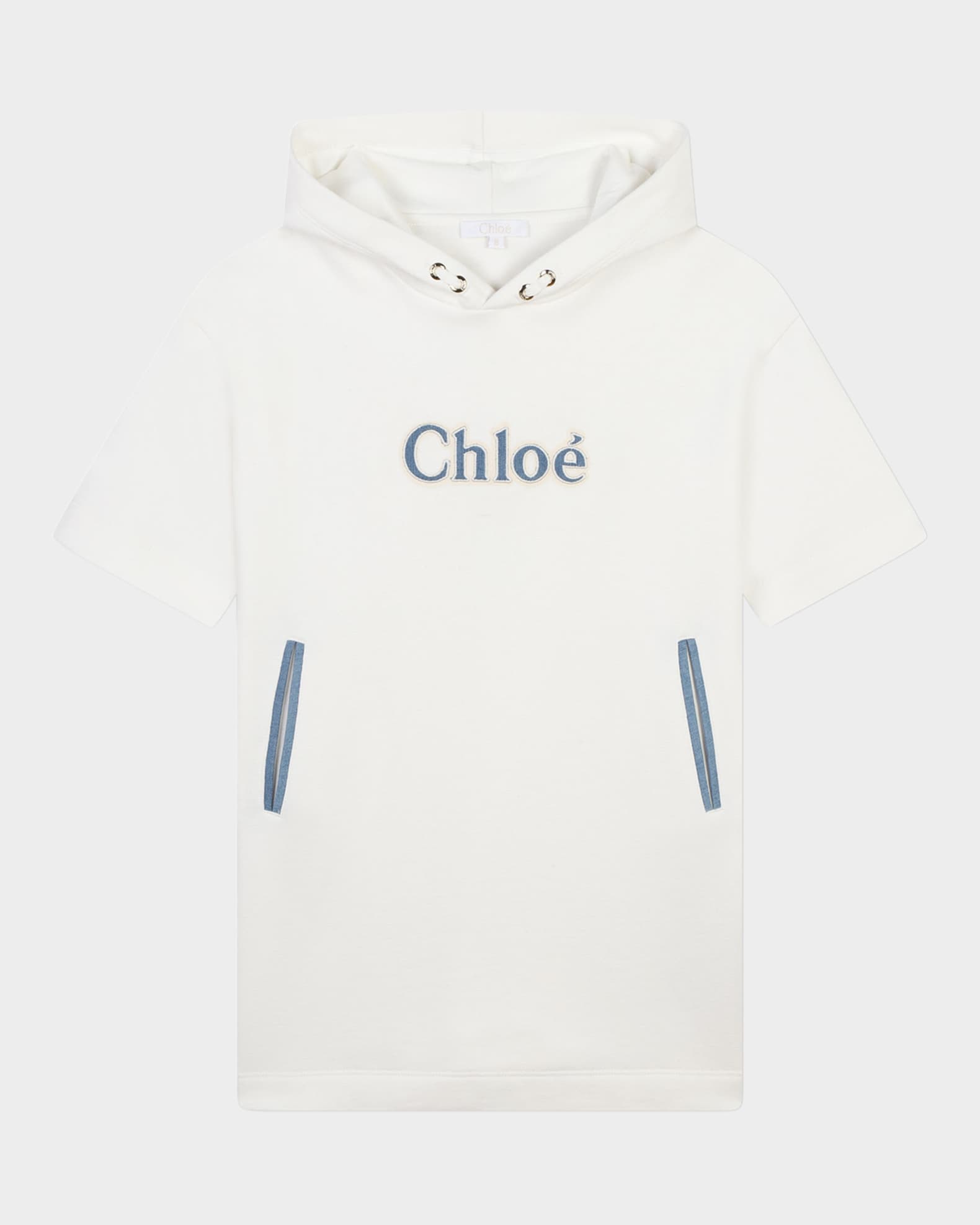 Girl's Denim Embroidered Logo-Print Denim Dress 0