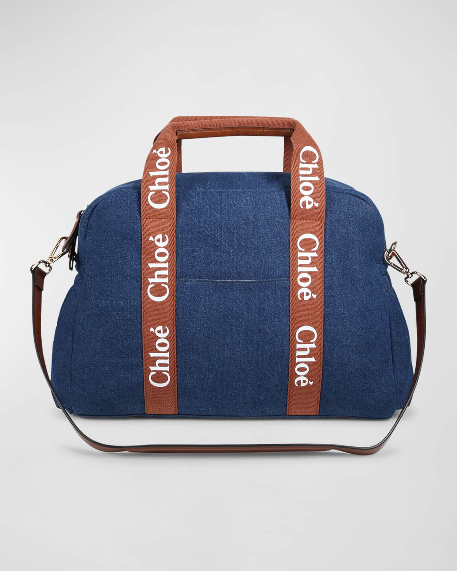 Kid's Grosgrain Logo Denim Changing Bag 0