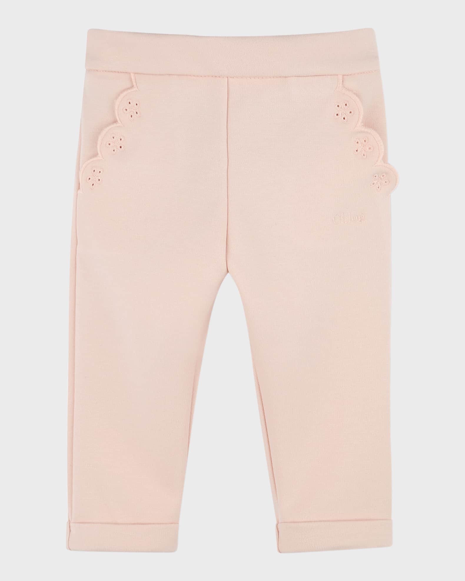 Girl's "Milano" Logo Embroidered Trousers, Size 6M-3 0