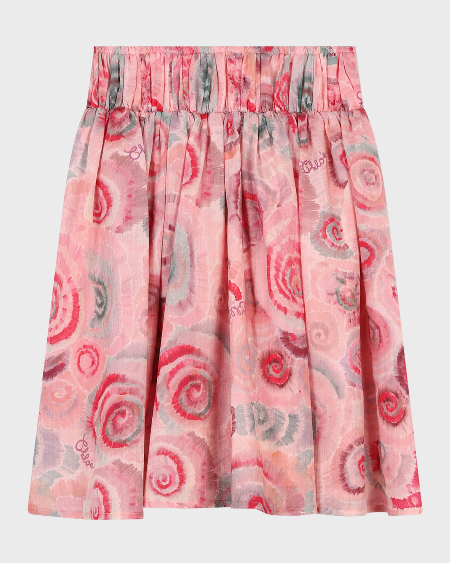 Girl's Ceremonie Spiral-Print Wool Skirt 0