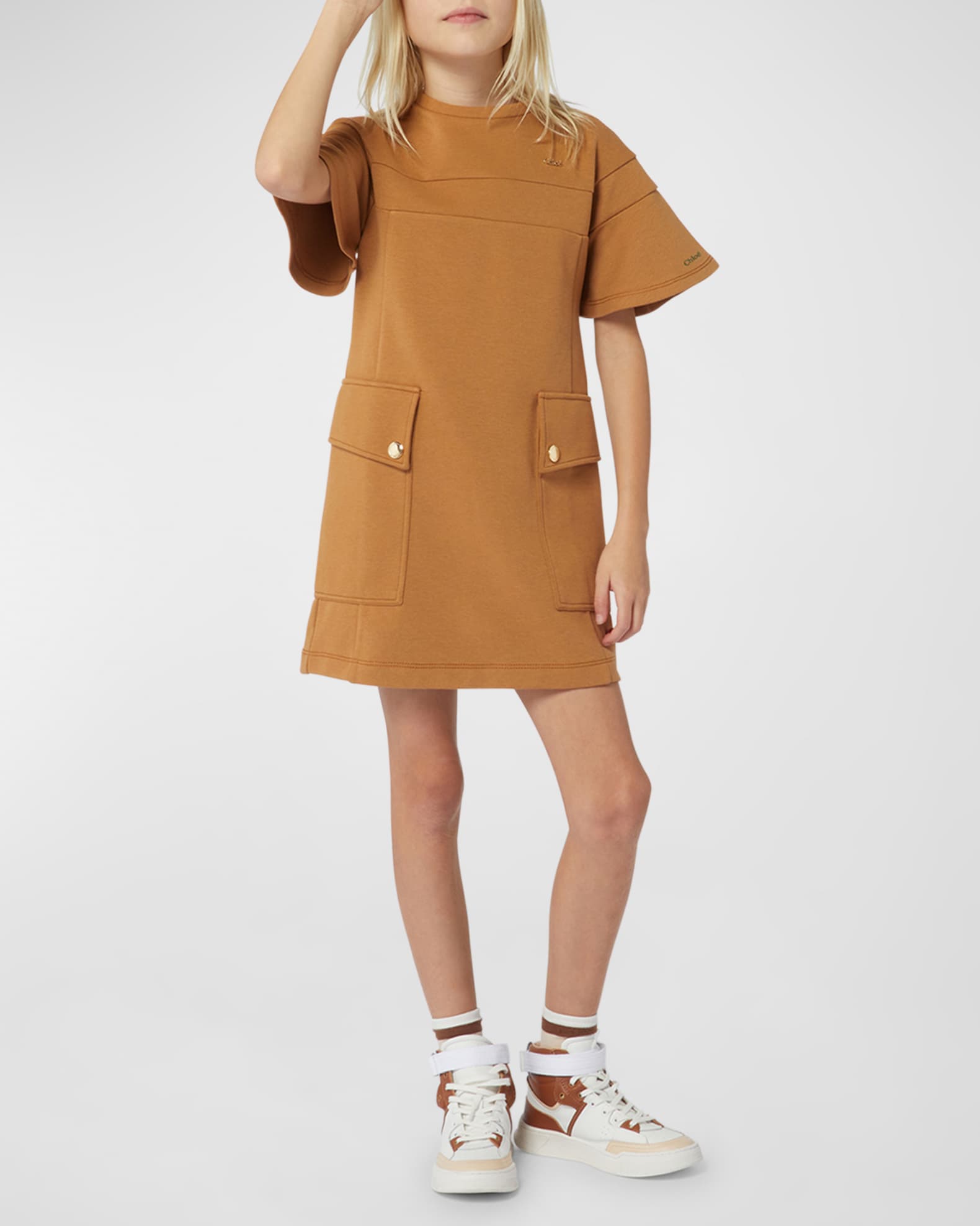Girl's Engraved Logo-Print Dress, Size 8-14 0