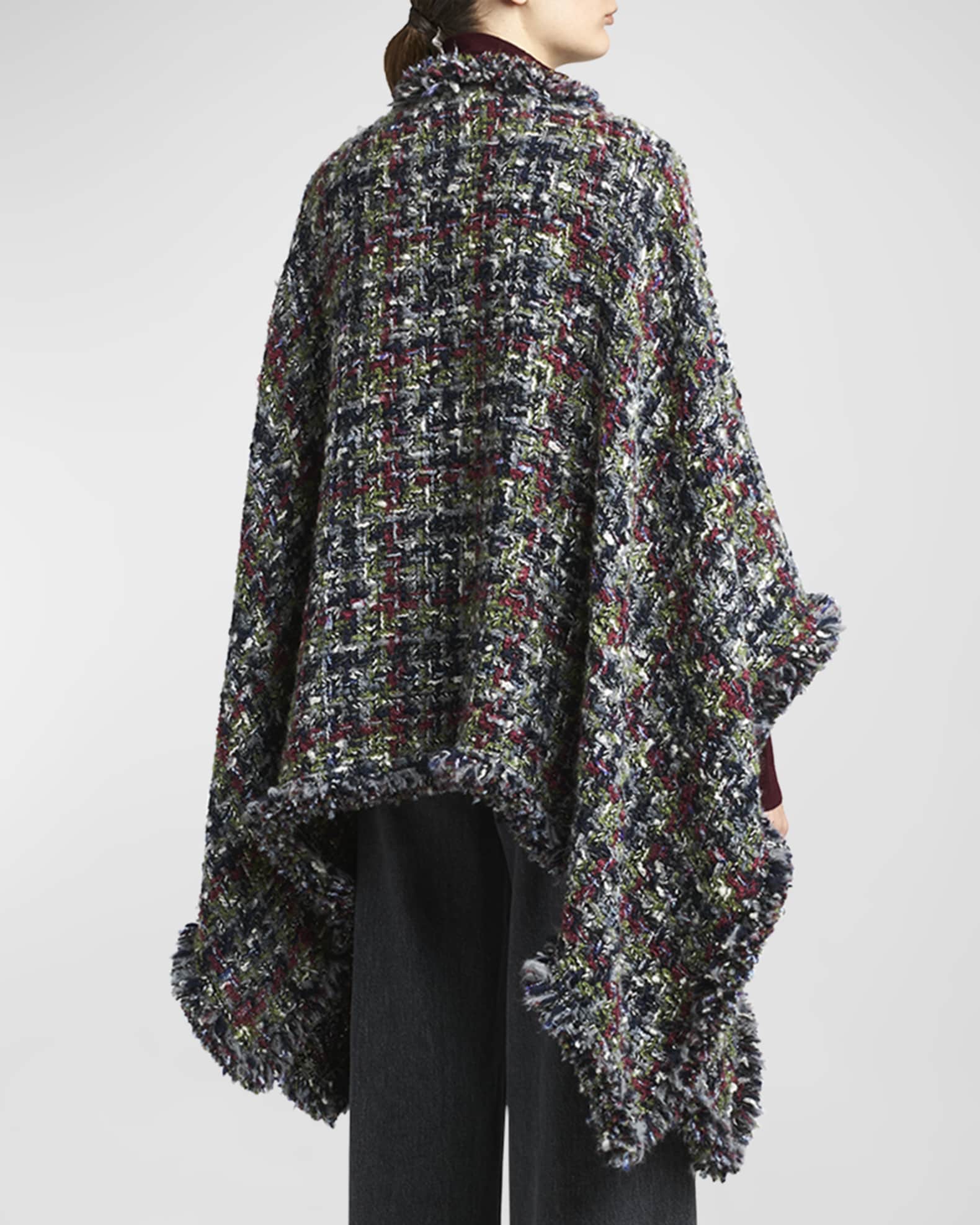 【ETRO】embroidered ストライプ wool-blend poncho NWT Etro M Fits O/S $2150 HOODED Art-Wear Poncho Cardigan