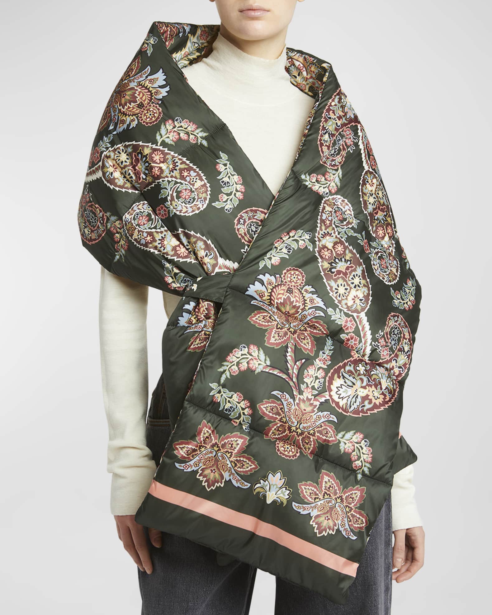 Paisley Quilted Wool-Blend Scarf  1