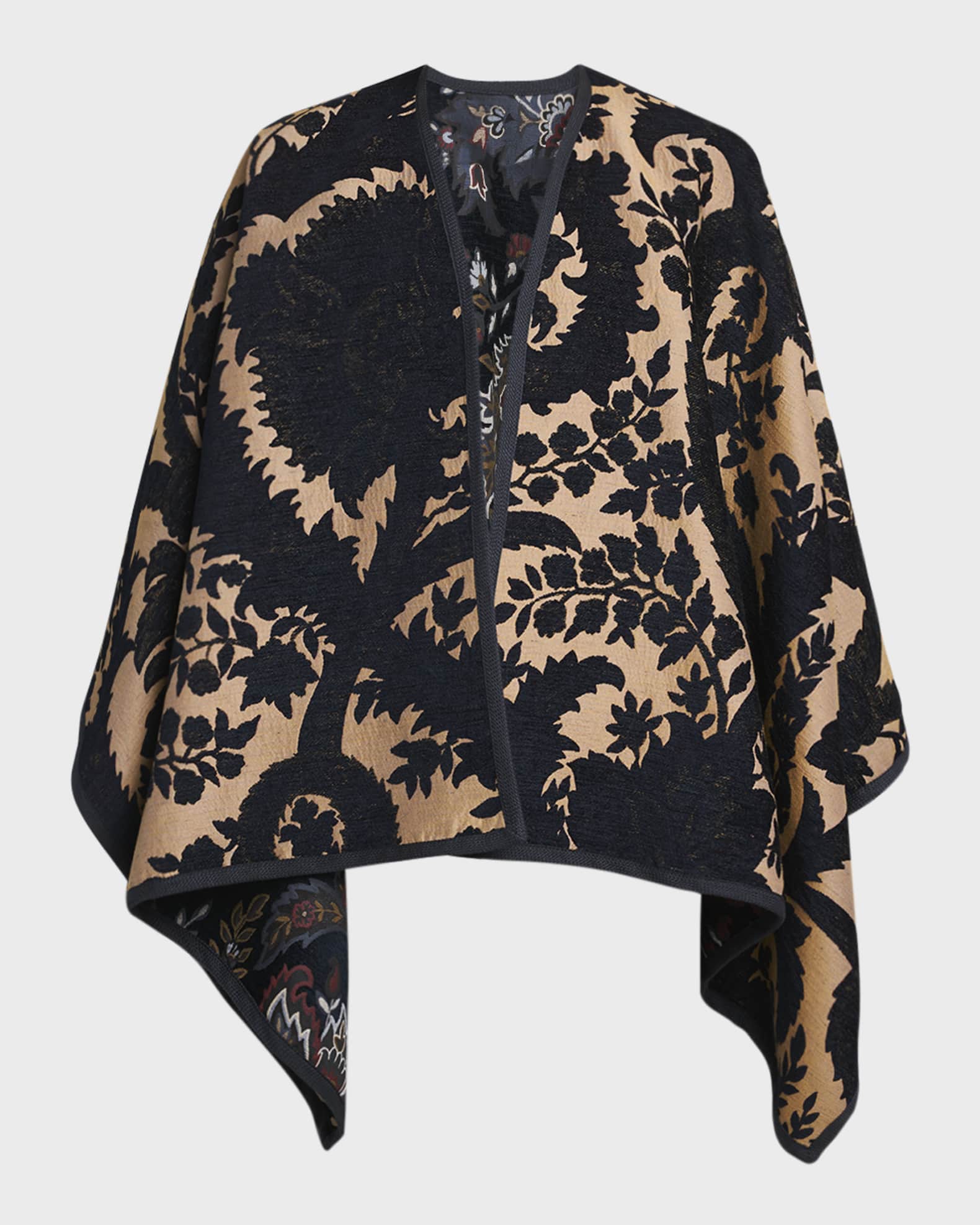 Reversible Floral Jacquard Cape  1