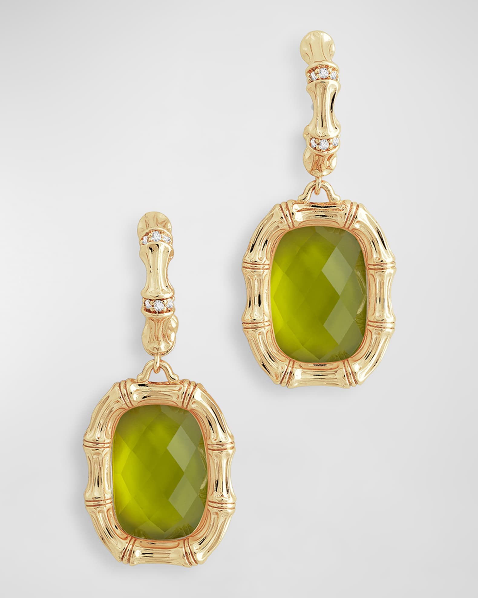 Bamboo with Stone Drop Earrings 0