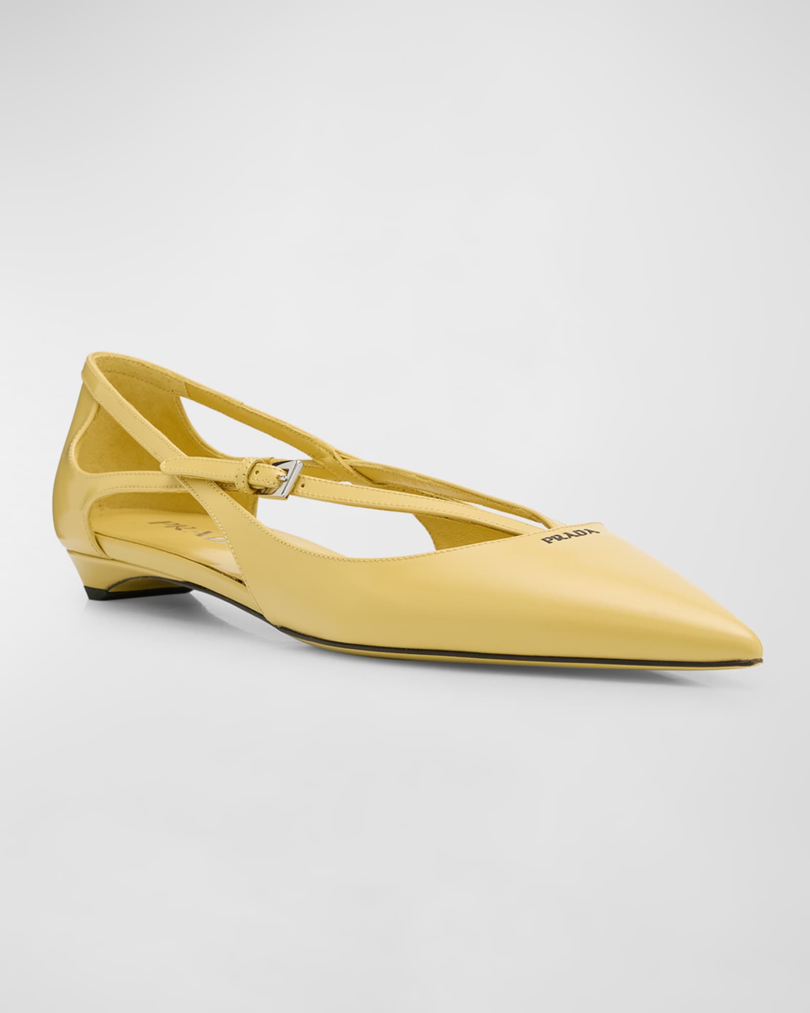 Leather Crisscross Buckle Ballerina Flats
