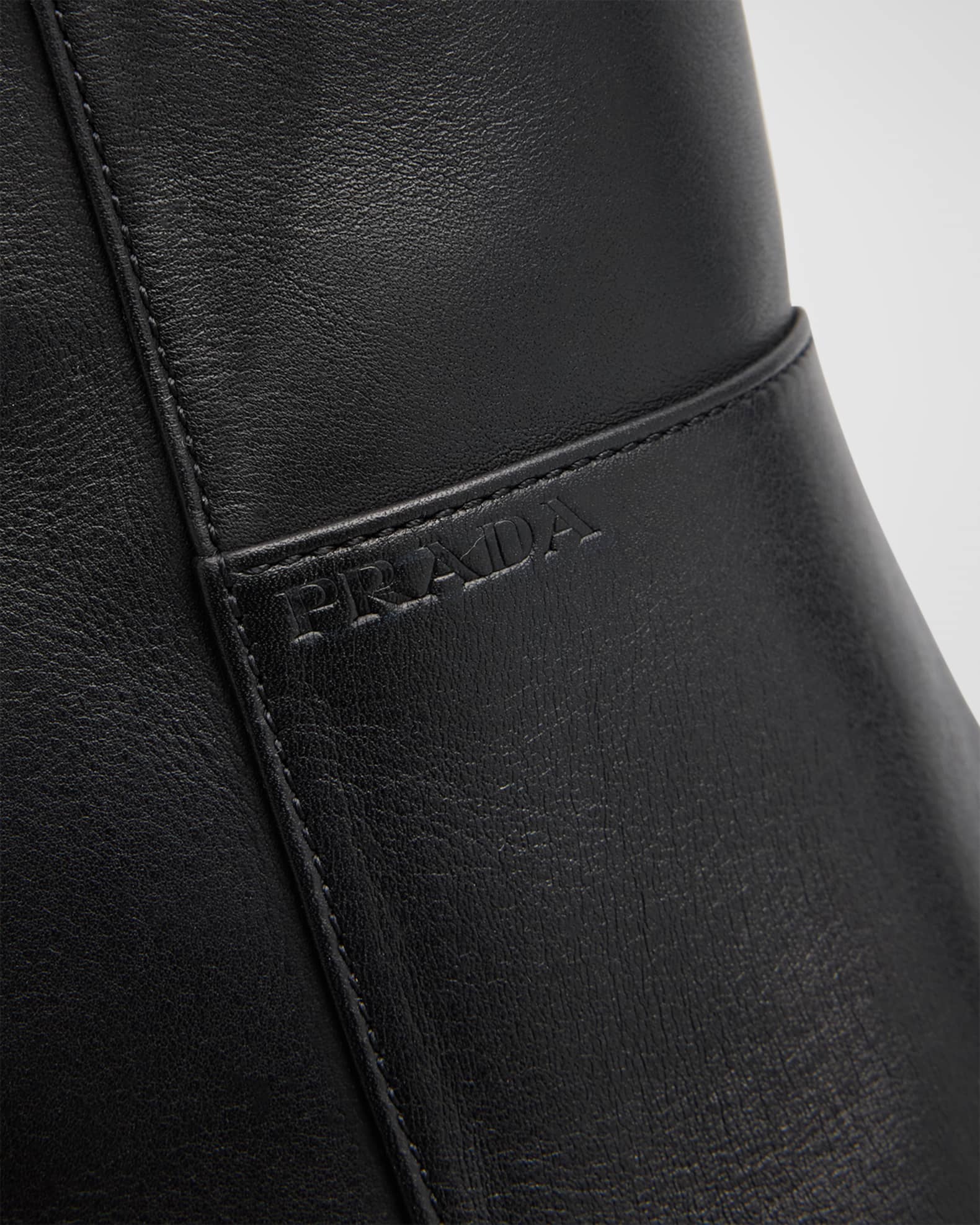 Prada Leather Square-Toe Tall Moto Boots | Neiman Marcus Prada Leather Square-Toe Tall Moto Boots | Neiman Marcus