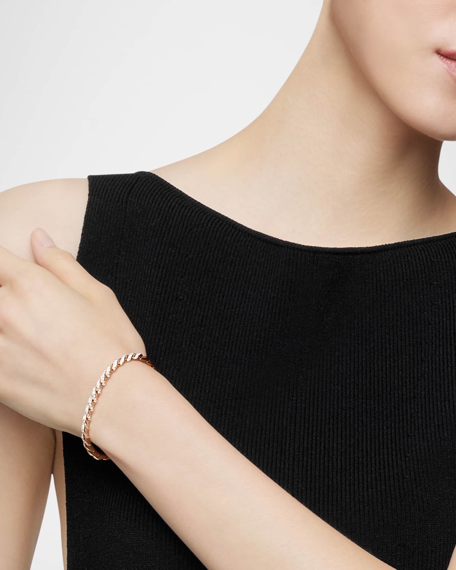 Sculpted Cable Flex Bracelet with Diamonds in 18K Rose Gold, 5mm 1