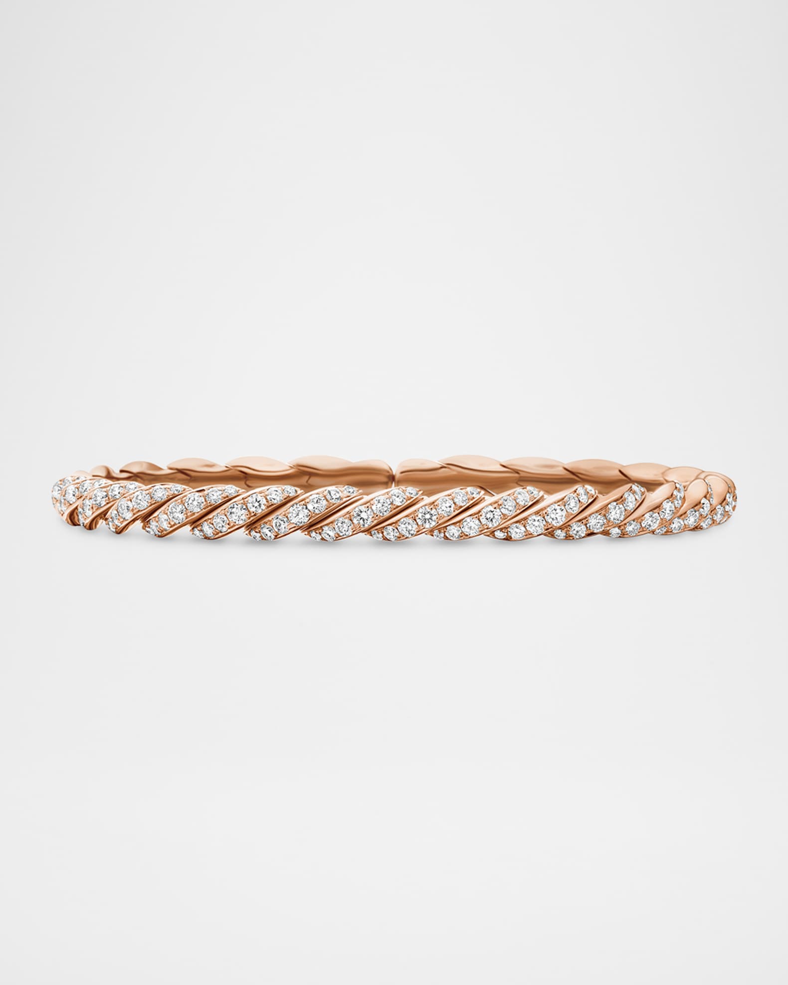 Sculpted Cable Flex Bracelet with Diamonds in 18K Rose Gold, 5mm 0