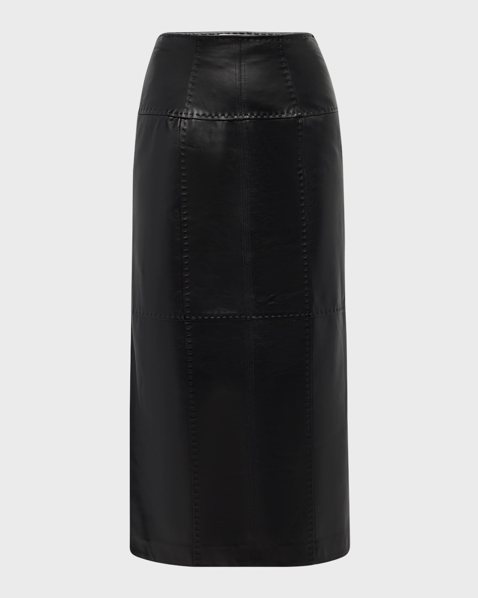Enid Lambskin Leather Midi Skirt 0
