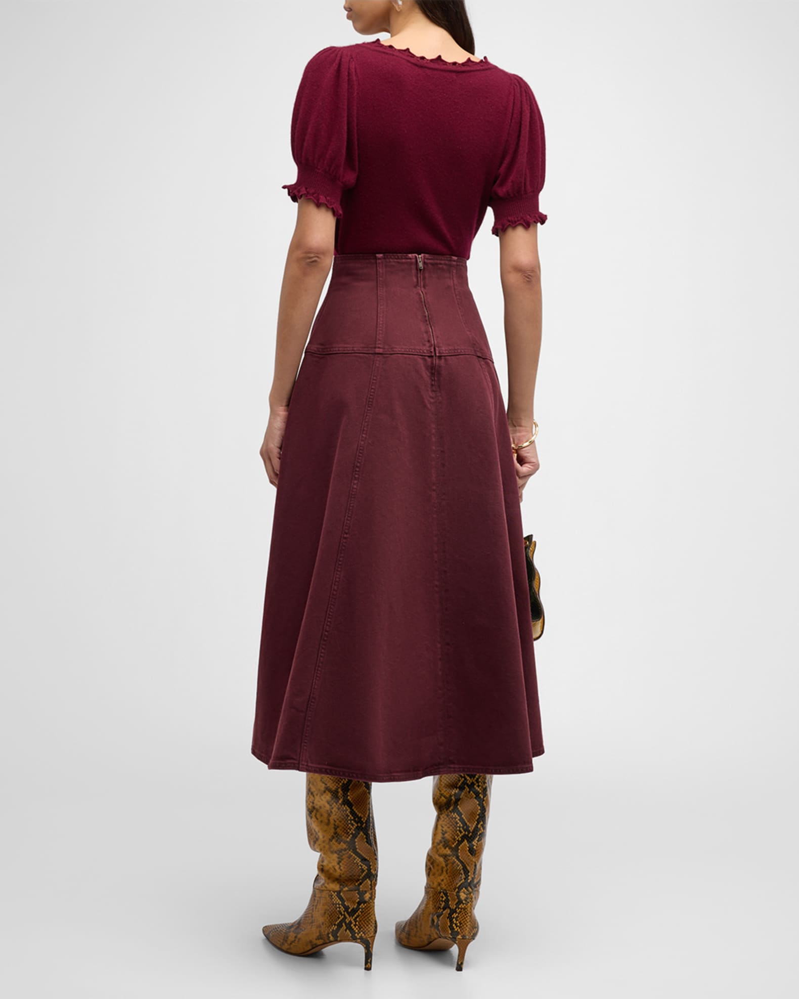 Ulla Johnson The Estelle Lace Up Denim Midi Skirt Neiman Marcus