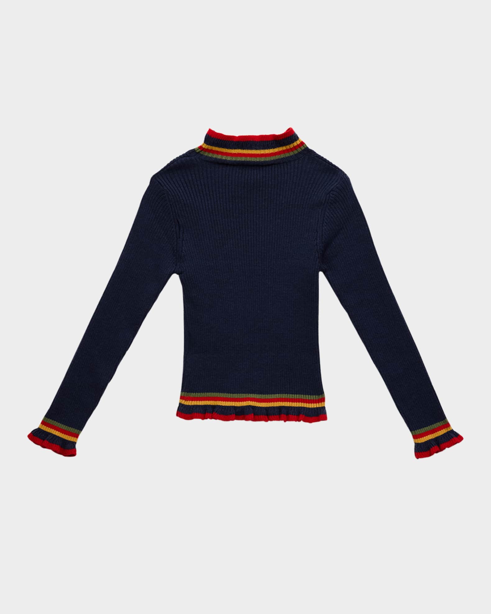 Girl's Striped Knit Sweater W/ Logo Emblem 1