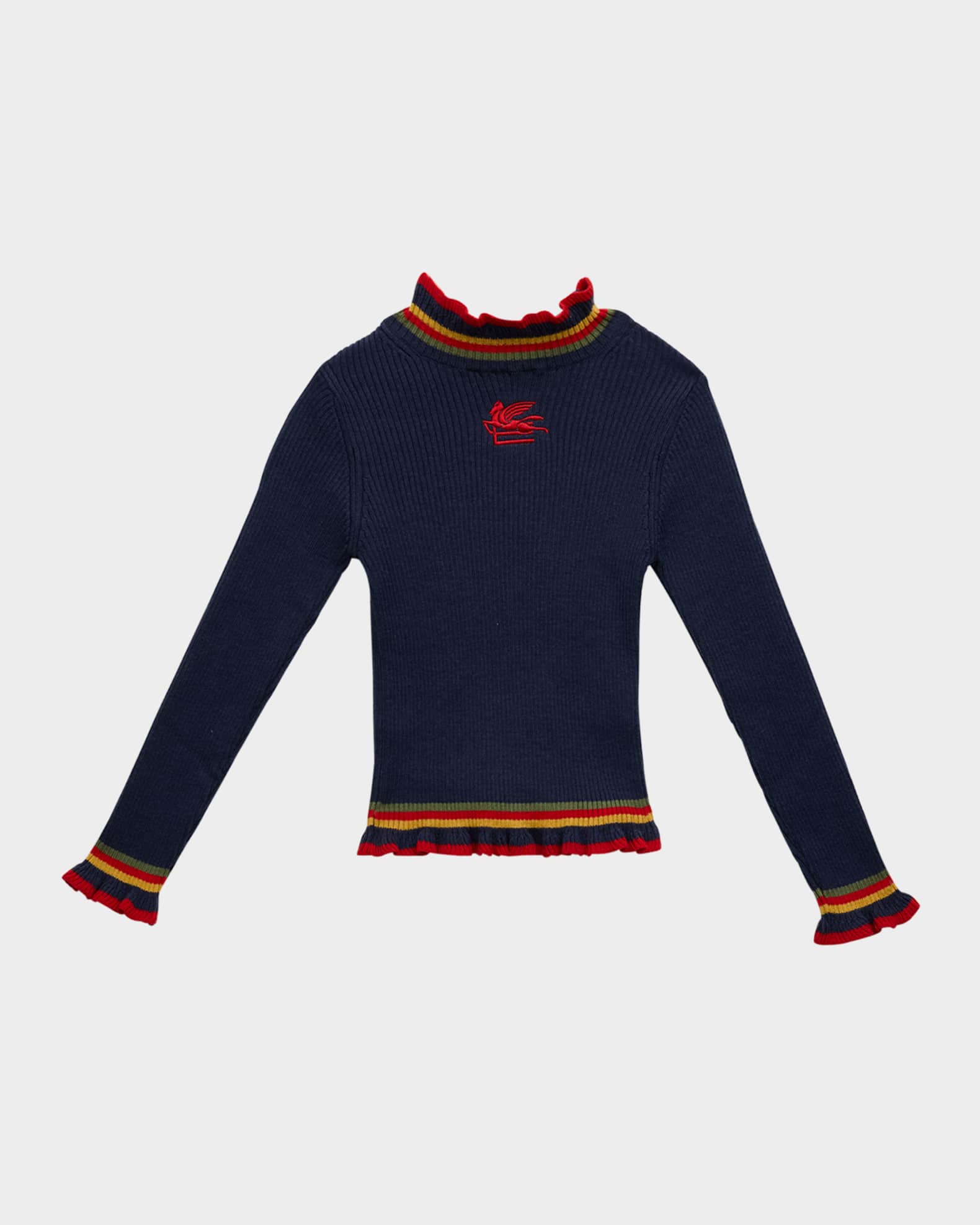 Girl's Striped Knit Sweater W/ Logo Emblem 0