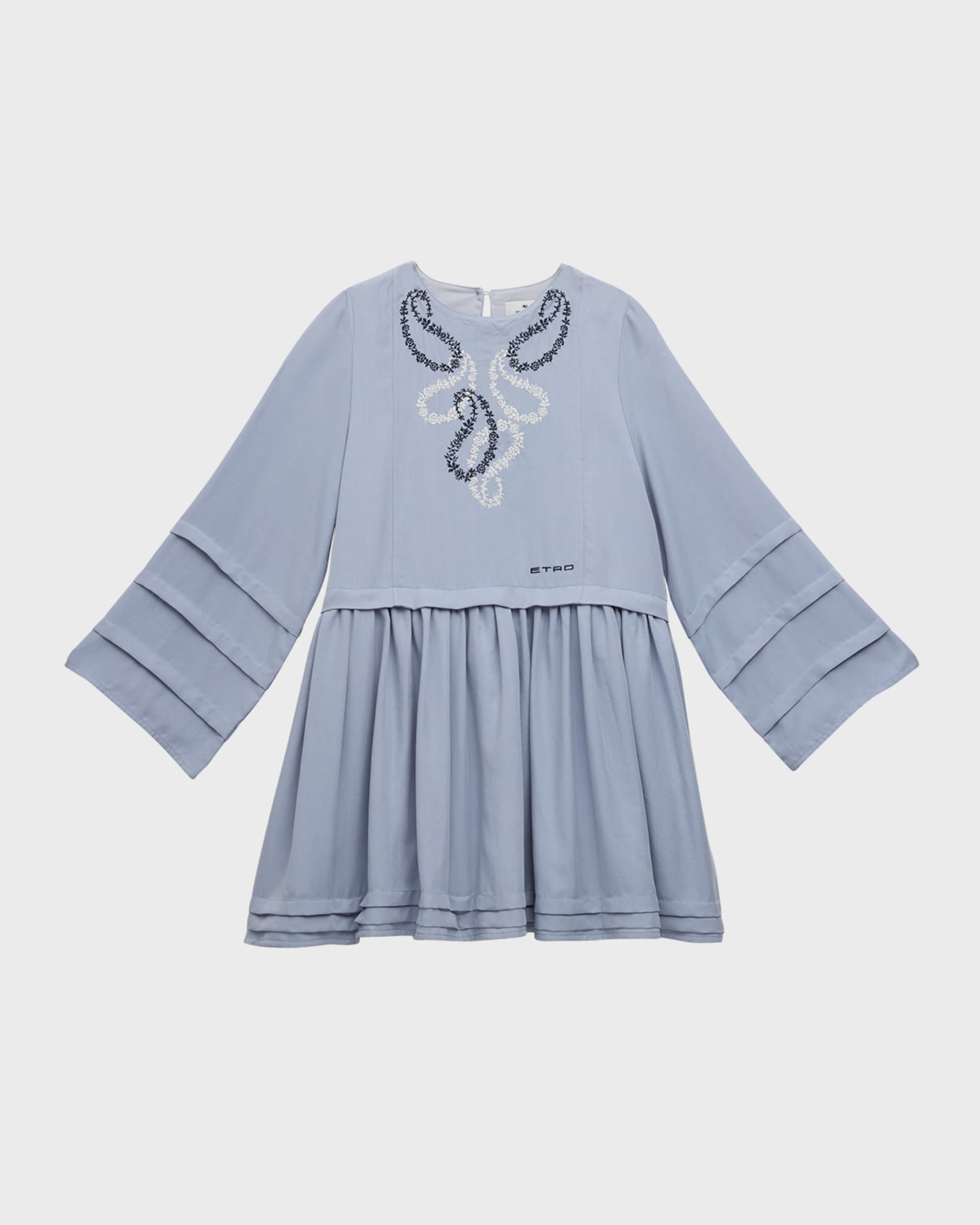 Girl's Paisley Embroidered Logo-Print Dress 0