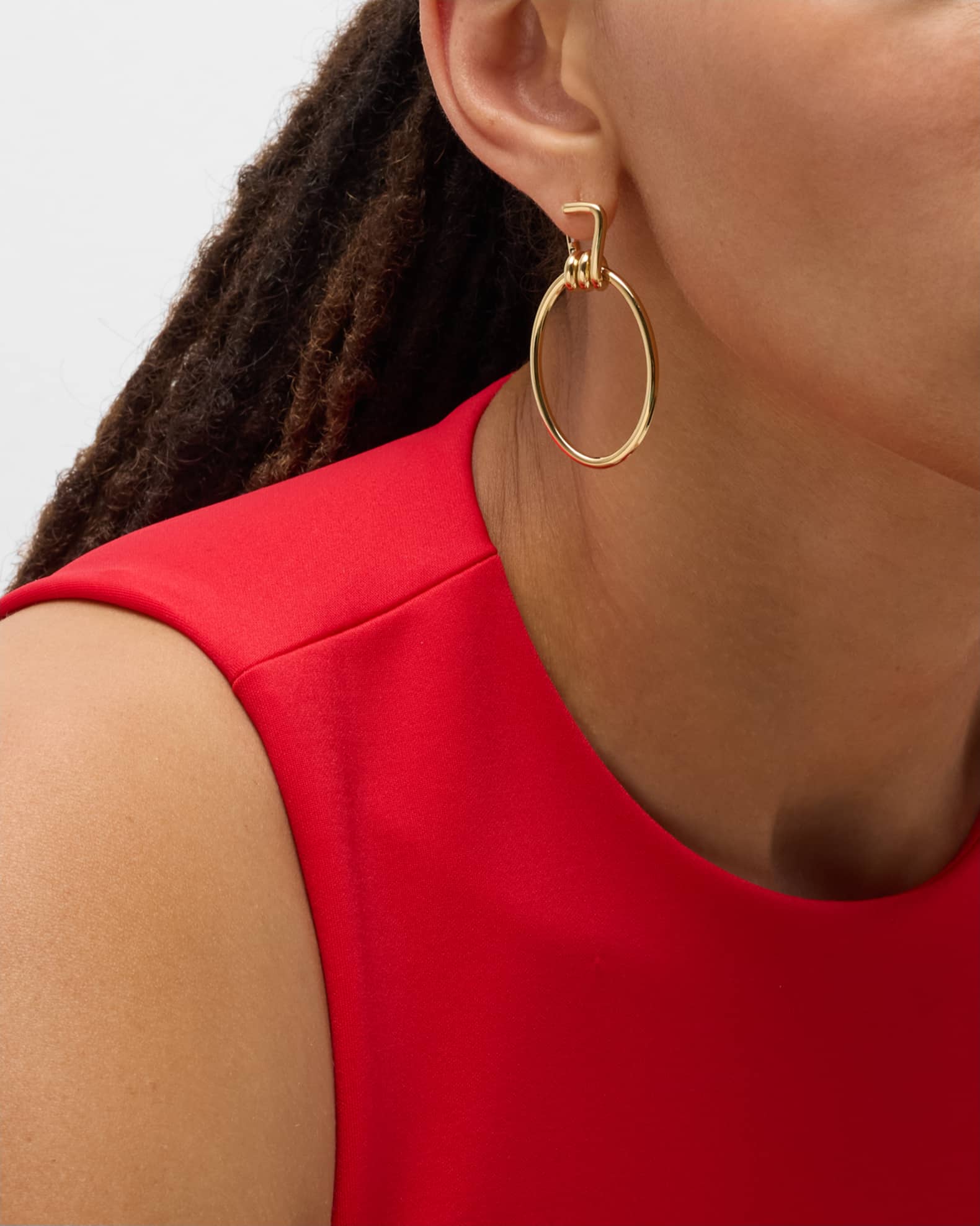 Huxley 18K Gold Elongated Coil Link Earrings 1