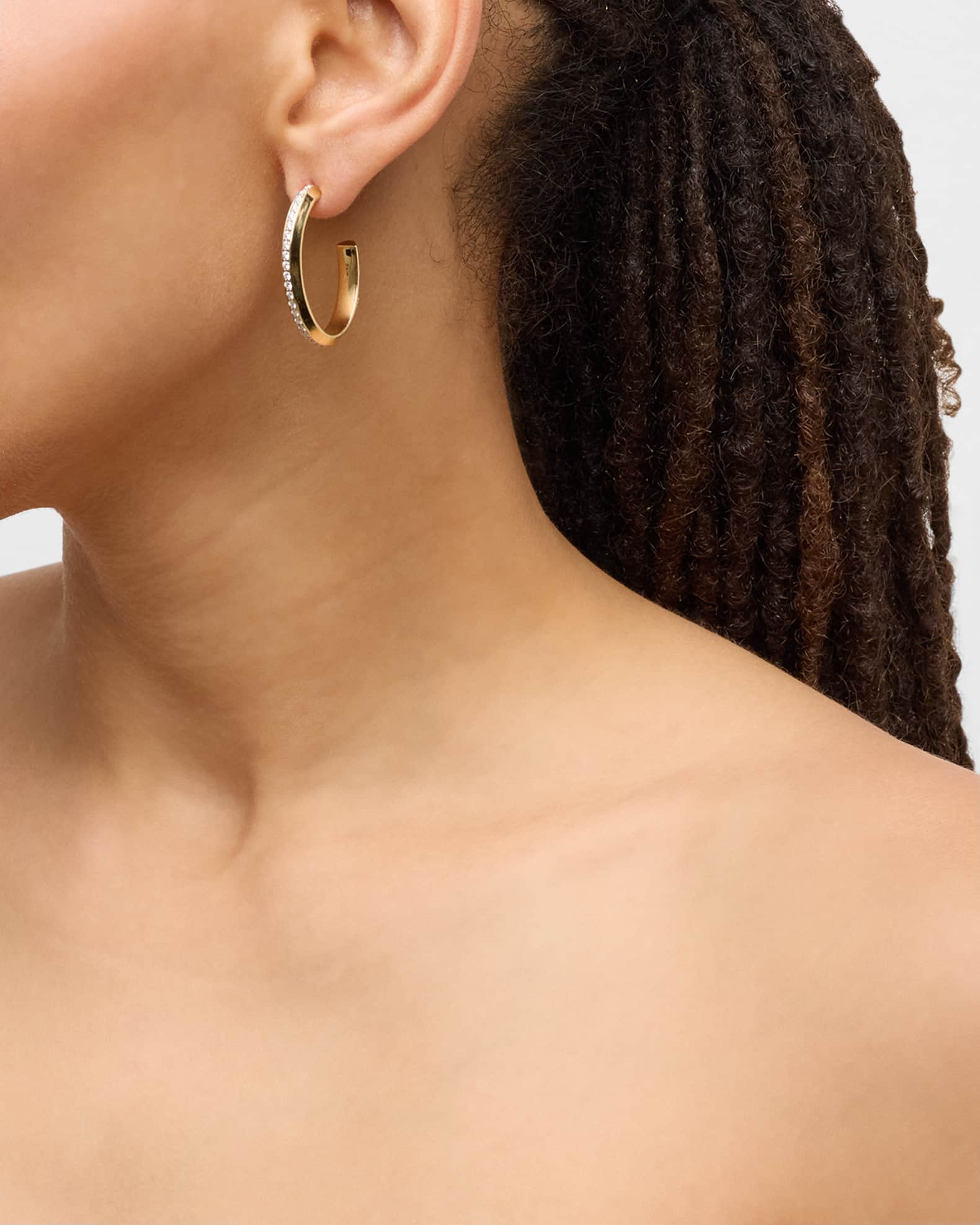Grant 18K Gold and Diamond Knife Edge Hoop Earrings 1