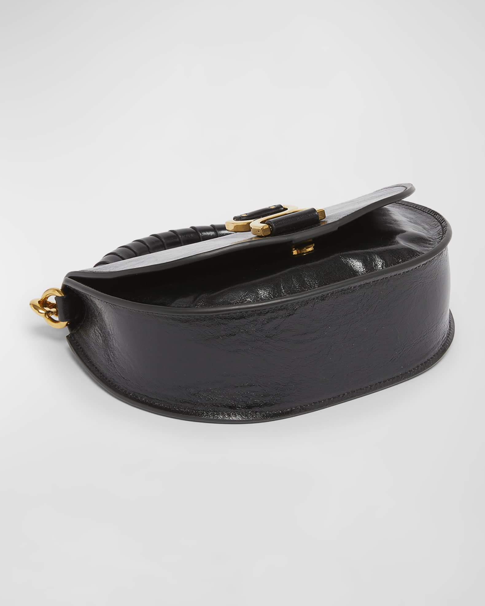 CHLOÉ HLOE MARCIE SLIDE IN BLACK CALFSKIN WITH GOLD HARDWARE