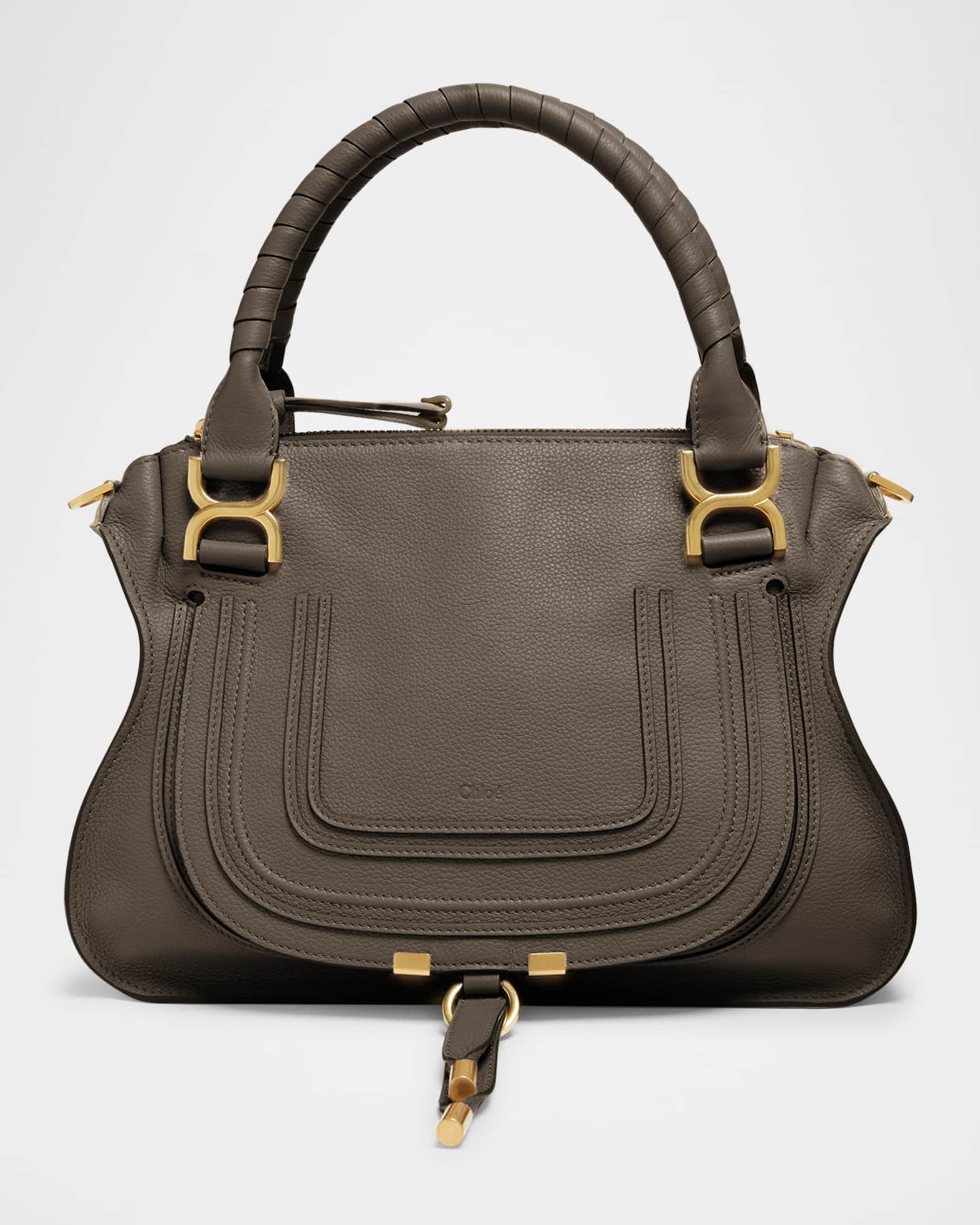 Marcie Small Double Carry Satchel Bag in Shiny Calfskin 0