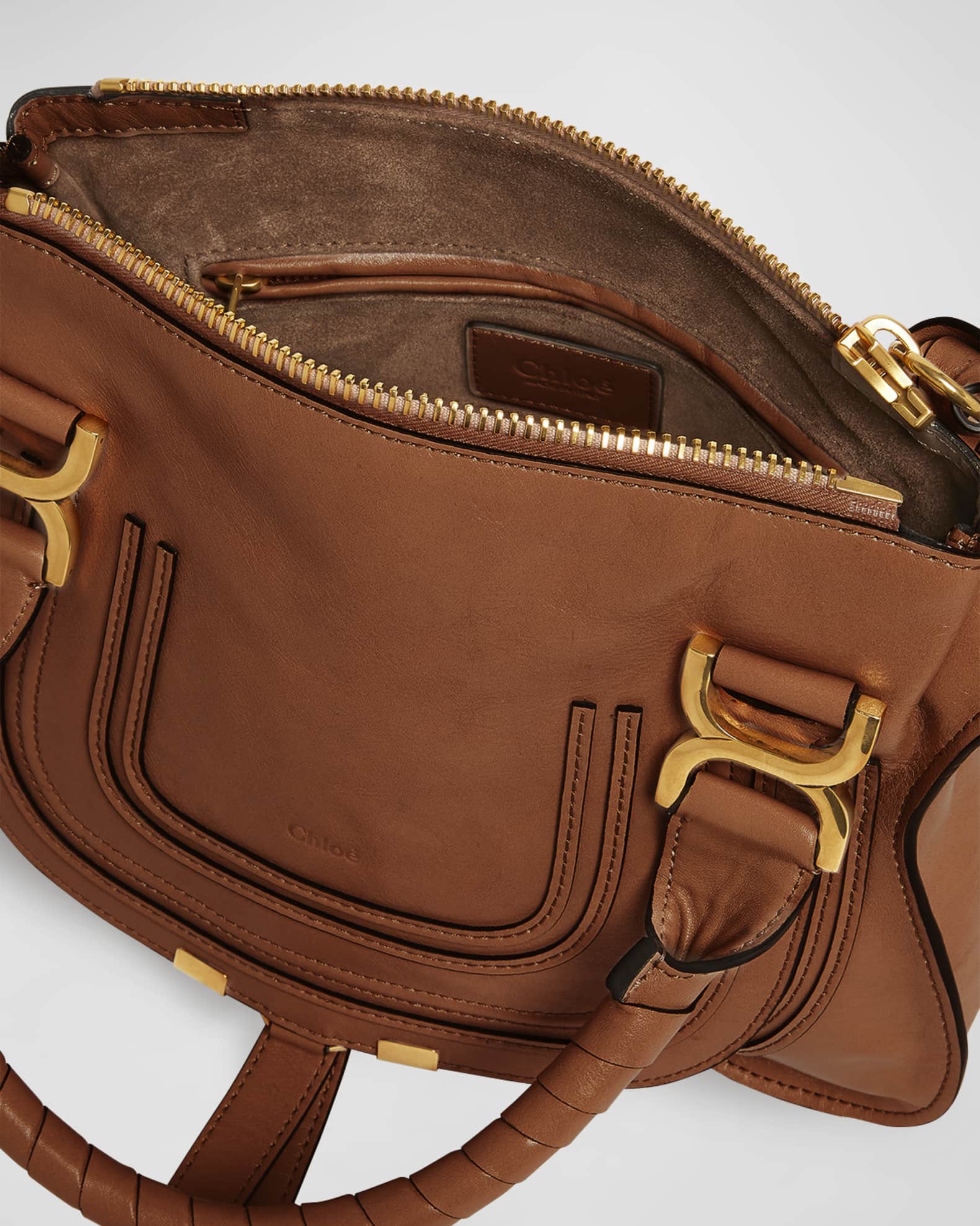 Chloe Marcie Small Double Carry Satchel Bag in Shiny Calfskin