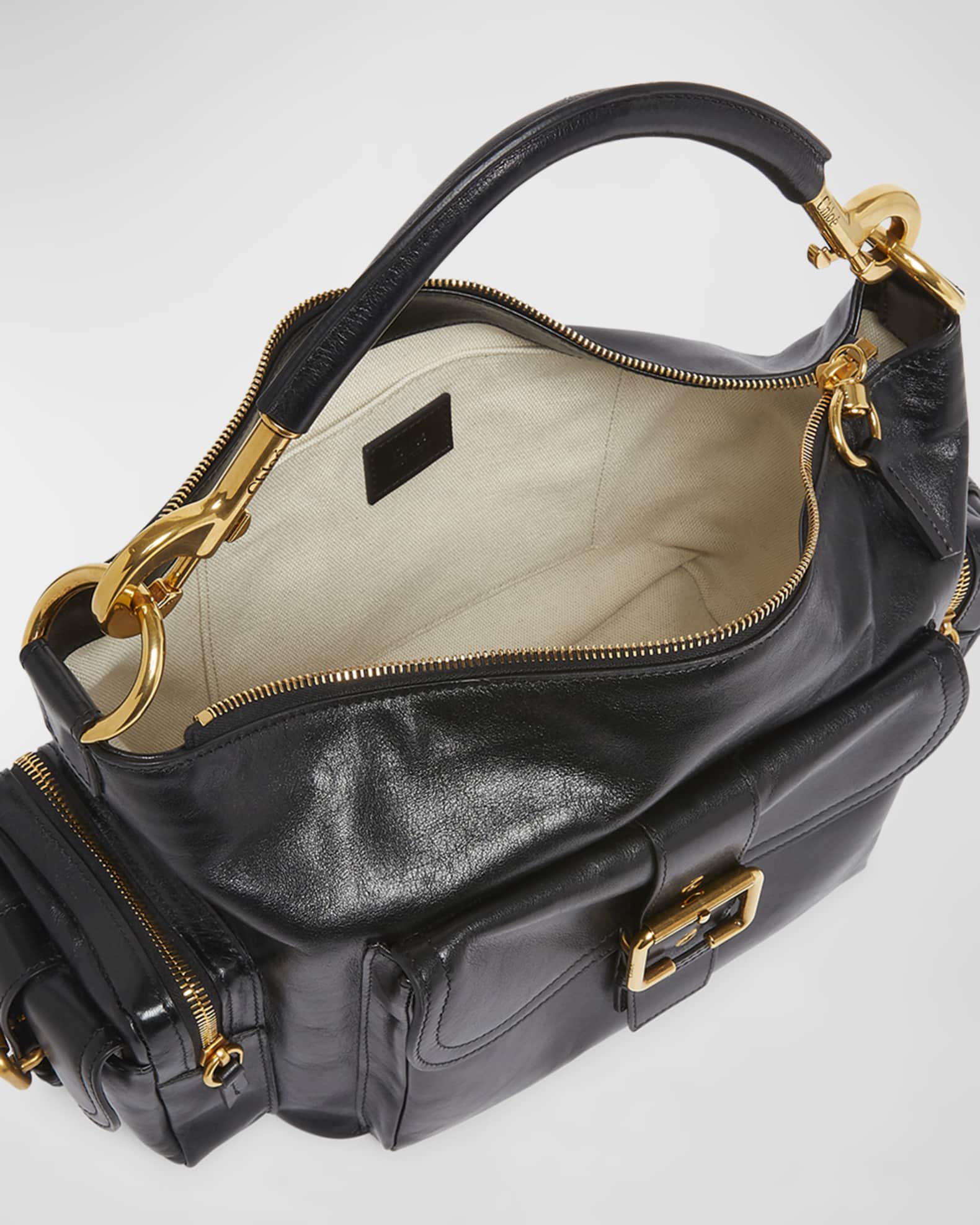 【ラスト1点】CHLOE＊MEDIUM CAMERA BAG IN GLOSSY LEATHER Camera Bag Medium in Natural Shiny Calfskin | Neiman Marcus