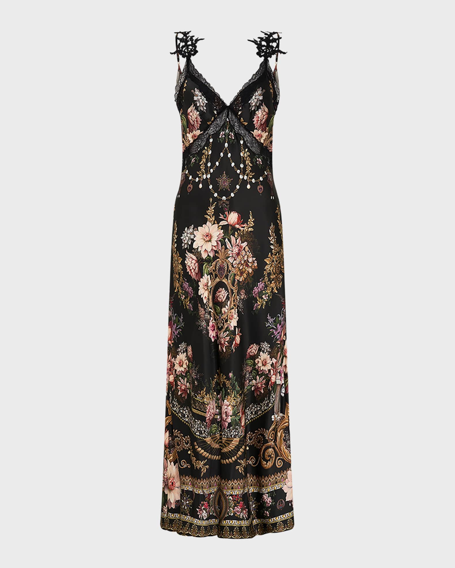 Camilla Bias Silk V-Neck Maxi Slip Dress