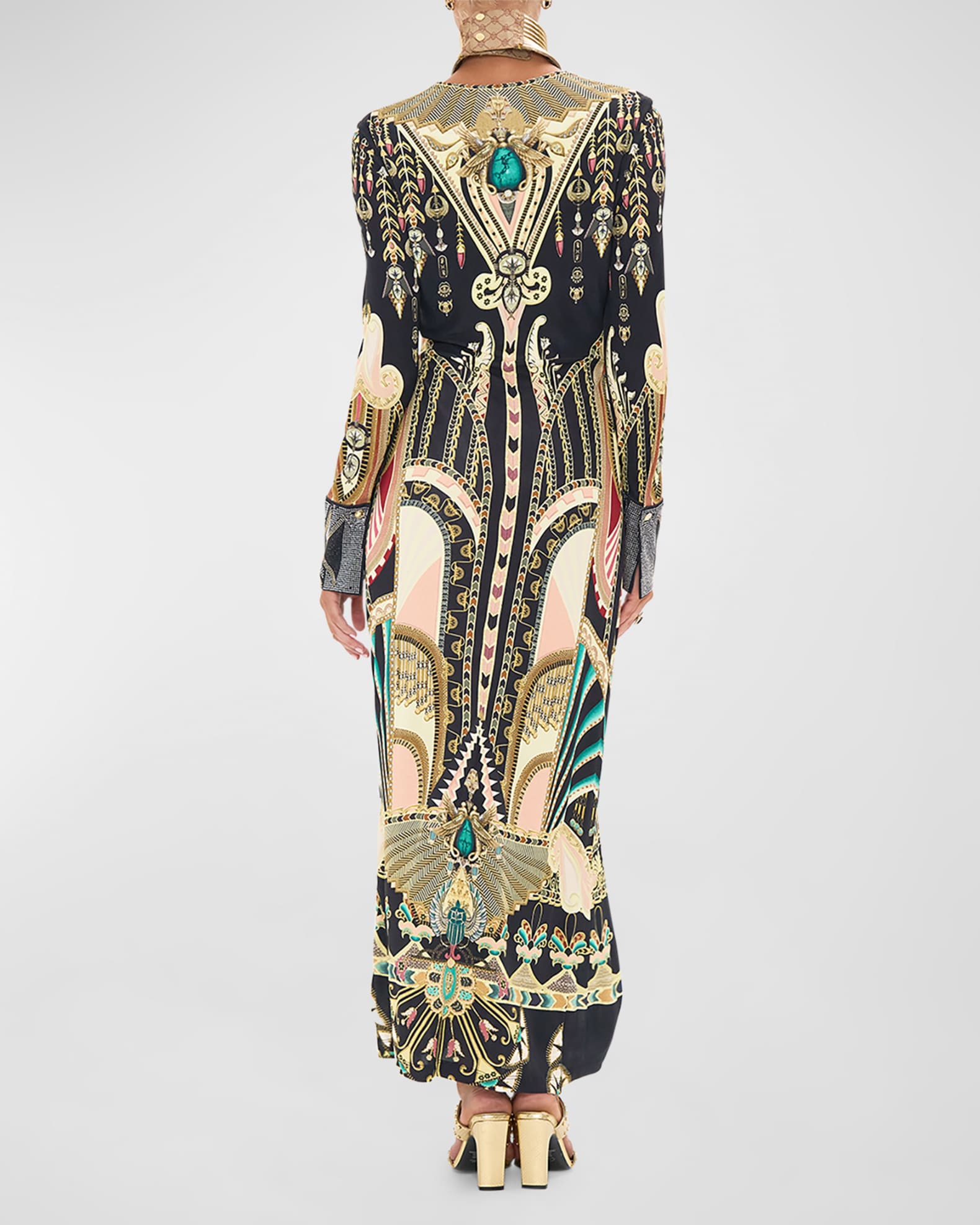 Camilla Long V-Neck Twist-Front Jersey Dress | Neiman Marcus