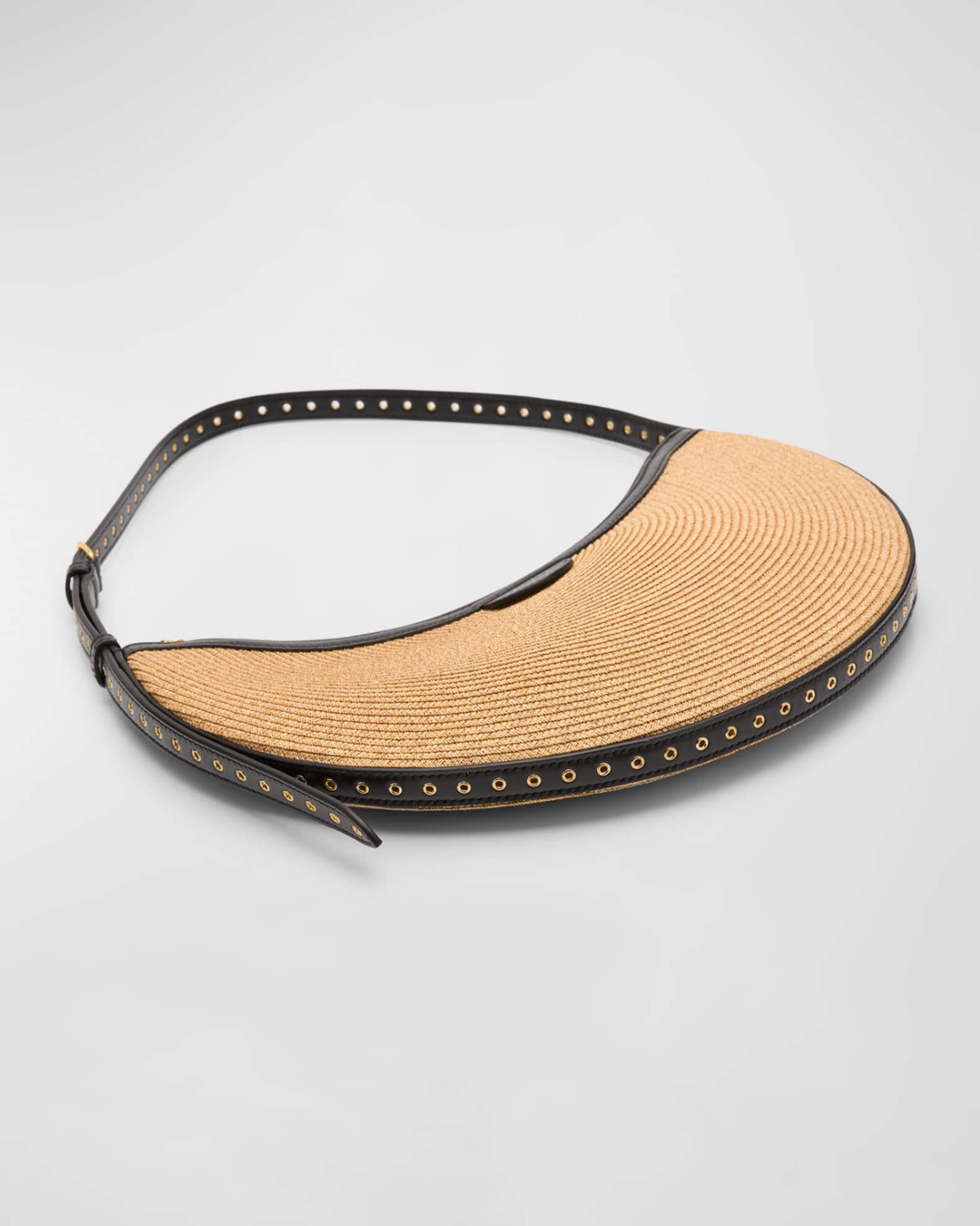 One Piece Demi Shoulder Bag in Paper Straw and Leather 1