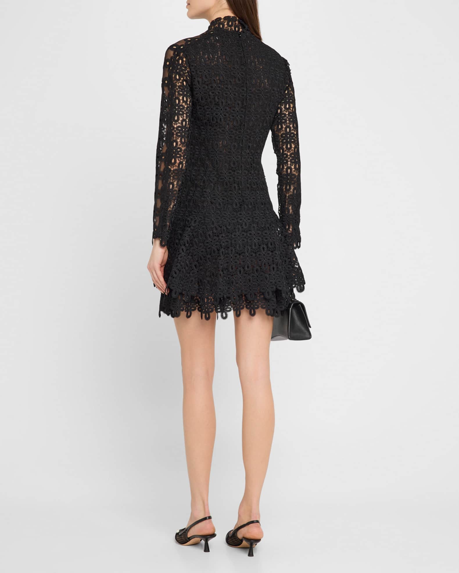 SIMKHAI Joy Guipure Lace Long-Sleeve Mini Dress | Neiman Marcus