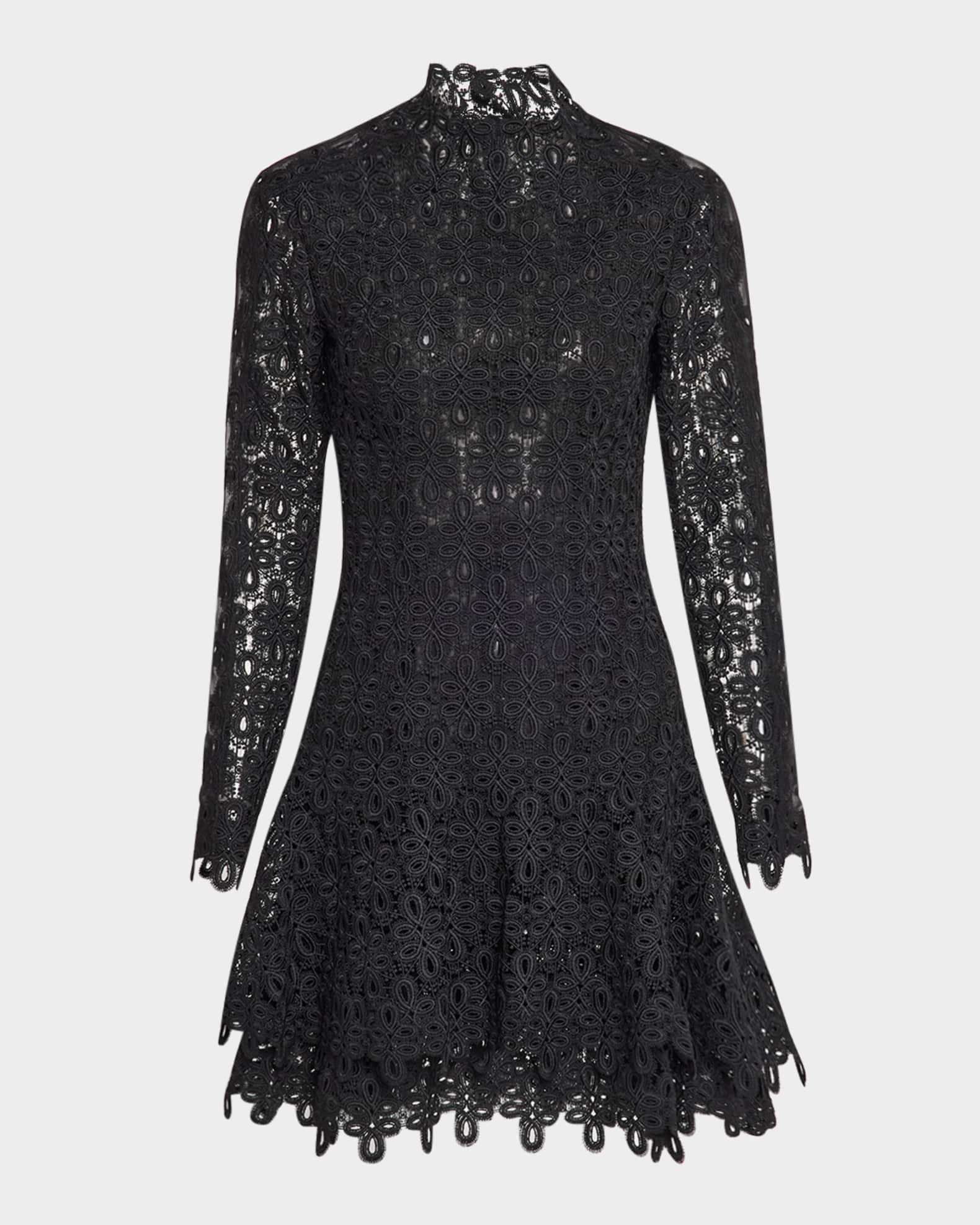 Joy Guipure Lace Long-Sleeve Mini Dress 0