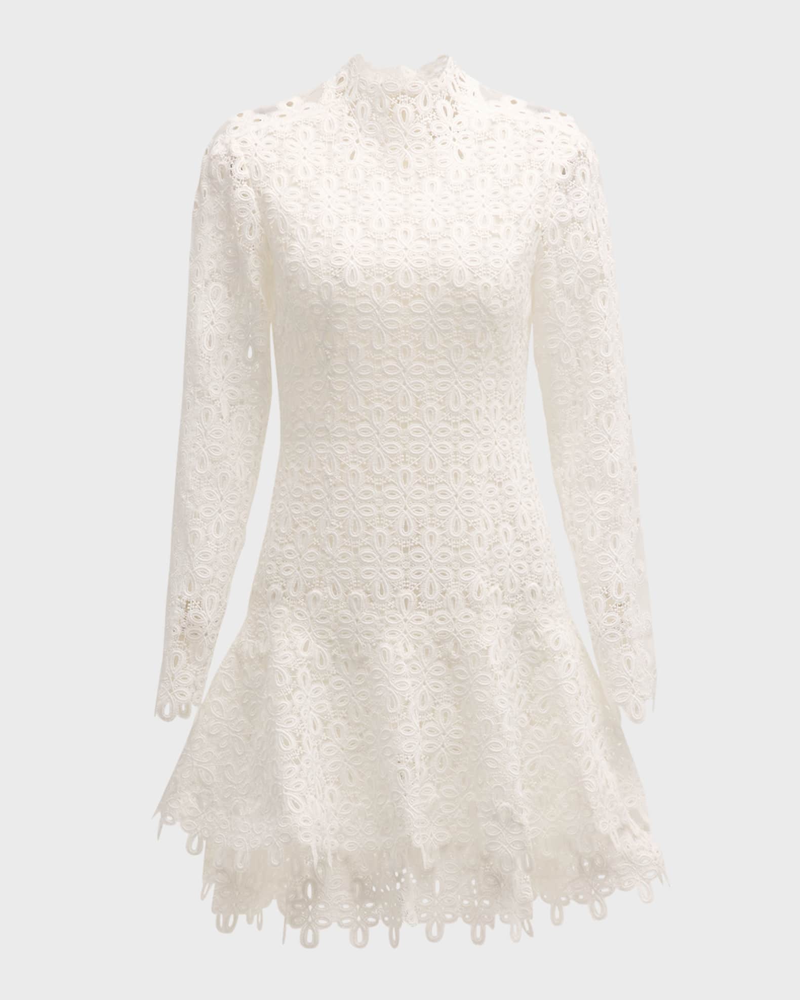 Joy Guipure Lace Long Sleeve Mini Dress