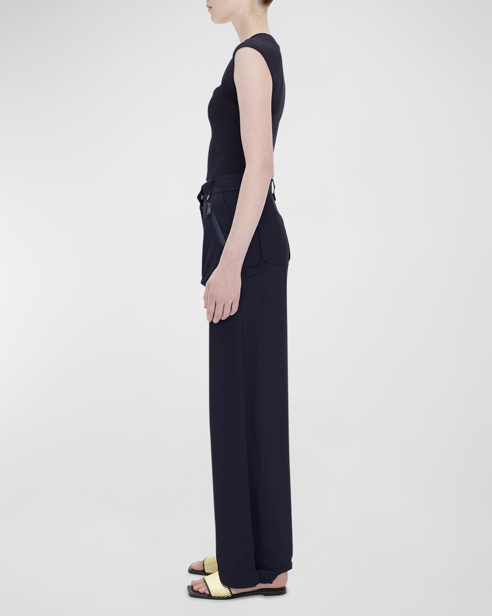 Abia Compact Rib Cap-Sleeve Crop Top 1