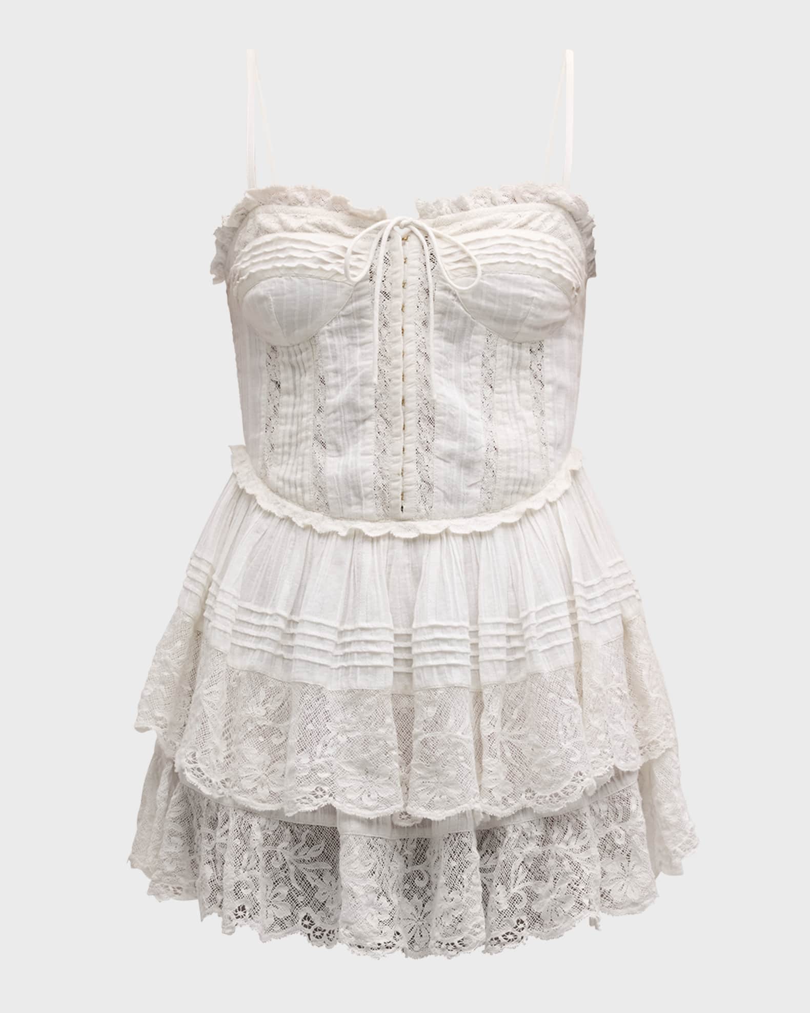 Loveshackfancy Nerida Bustier Mini Dress True White 10