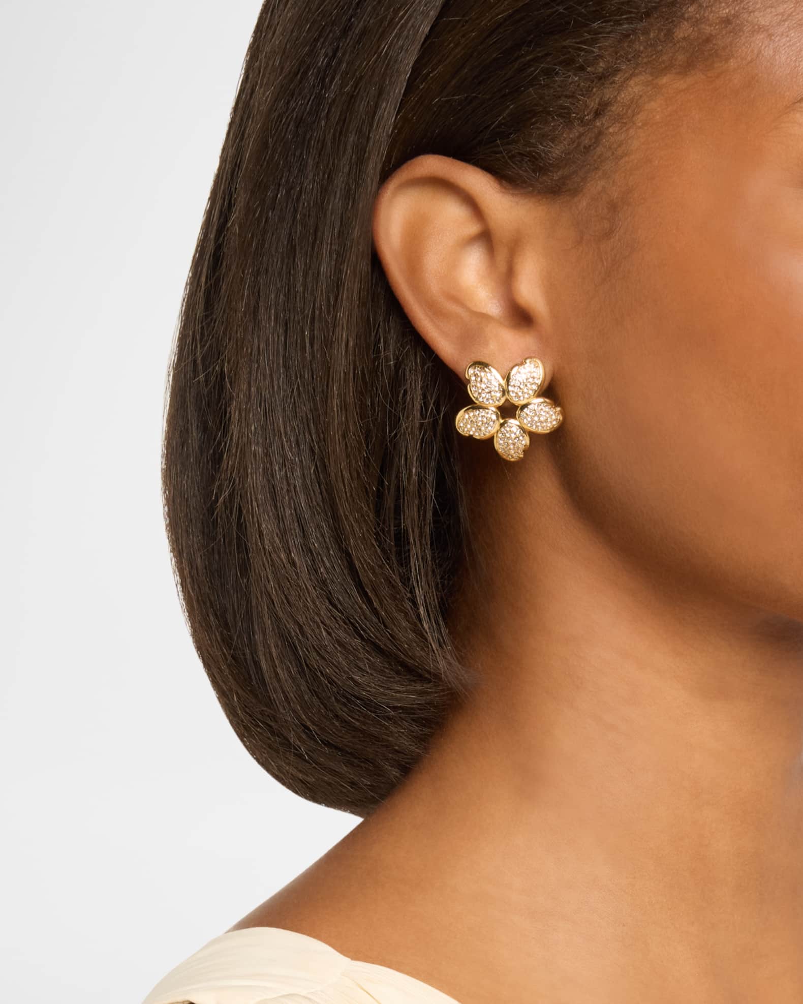 Oscar de la Renta Crystal O Flower Earrings Neiman Marcus