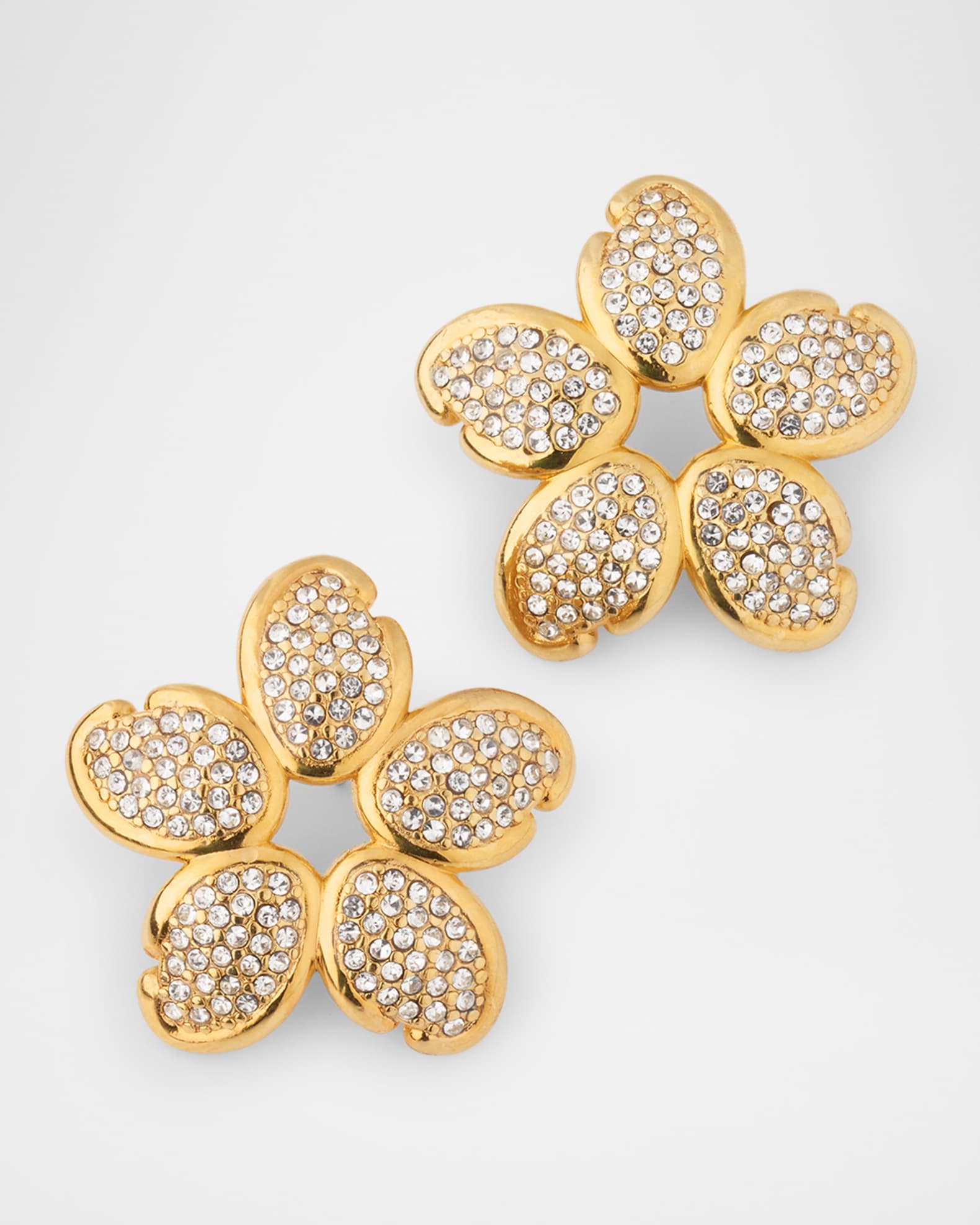Oscar de la Renta Crystal O Flower Earrings Neiman Marcus
