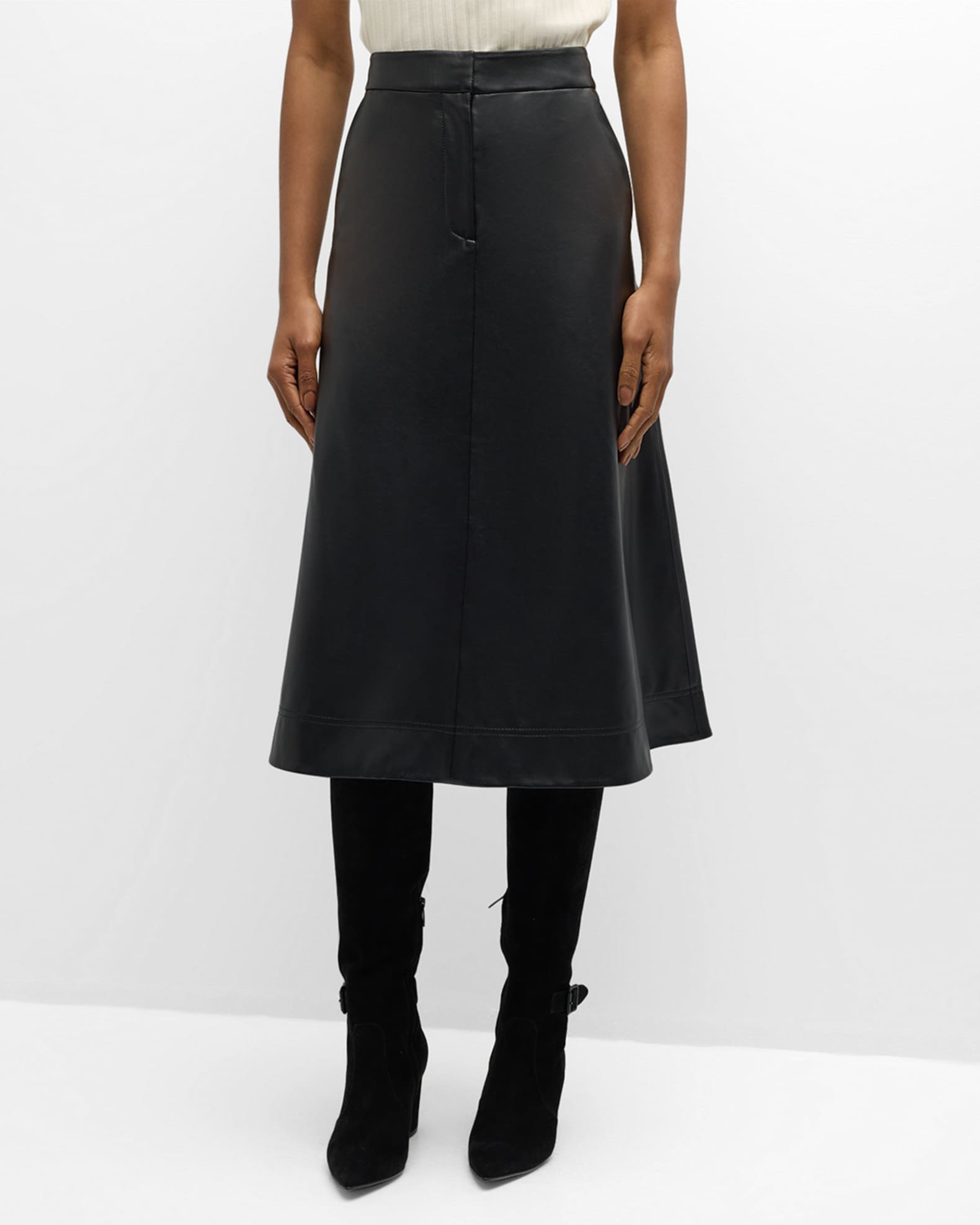 Veronica beard black leather skirt outlet