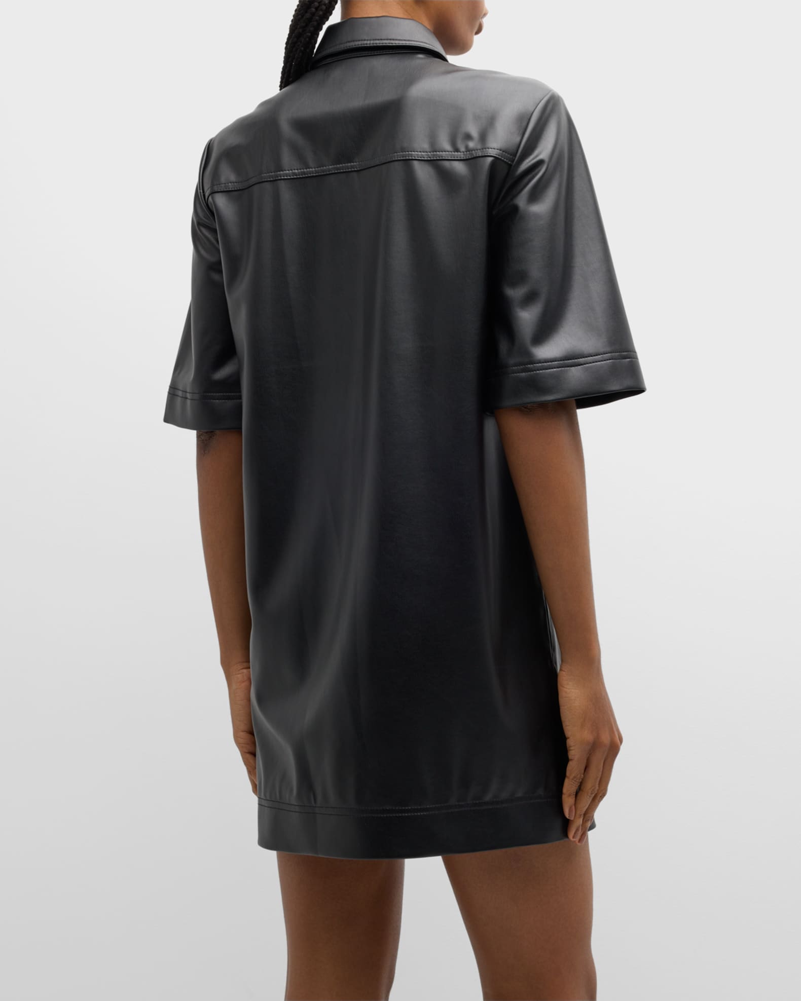 Veronica Beard Koulis Vegan Leather Shirtdress | Neiman Marcus
