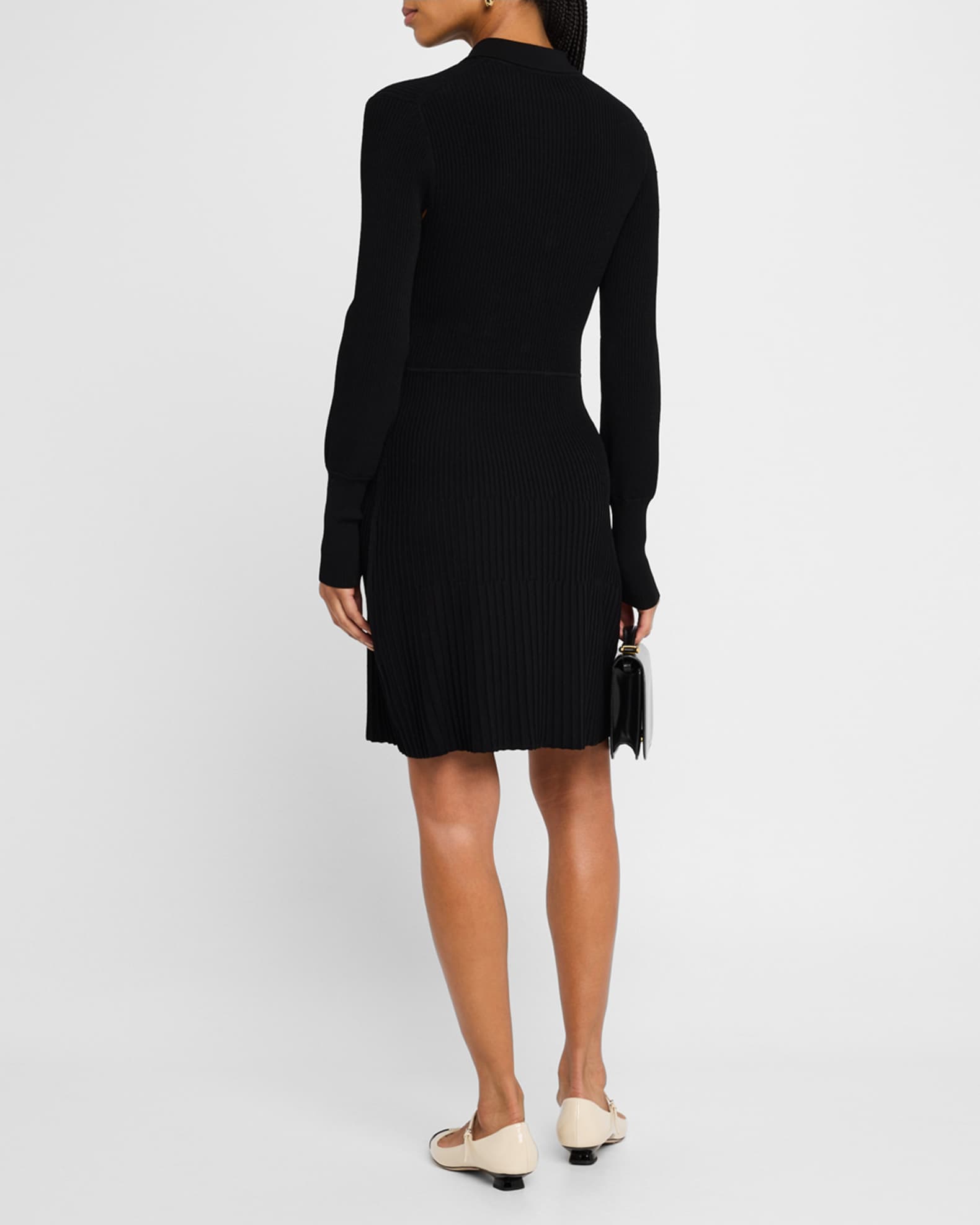 Veronica Beard Lauper Long-Sleeve Ribbed Mini Dress | Neiman