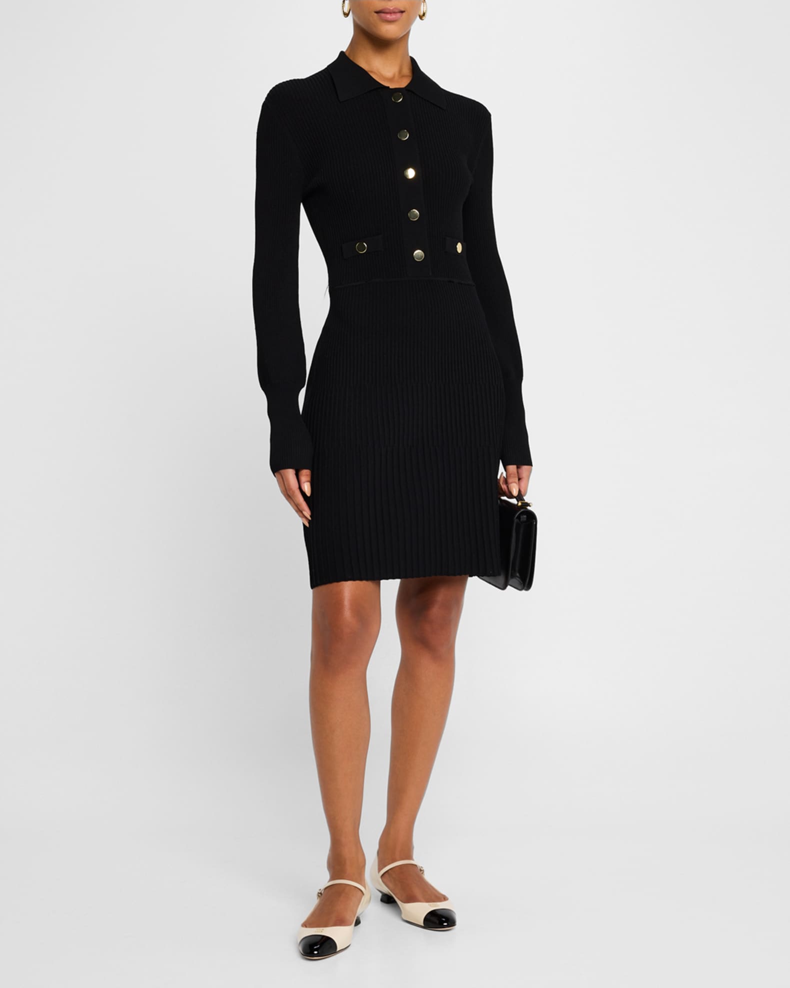 Veronica Beard Lauper Long-Sleeve Ribbed Mini Dress | Neiman