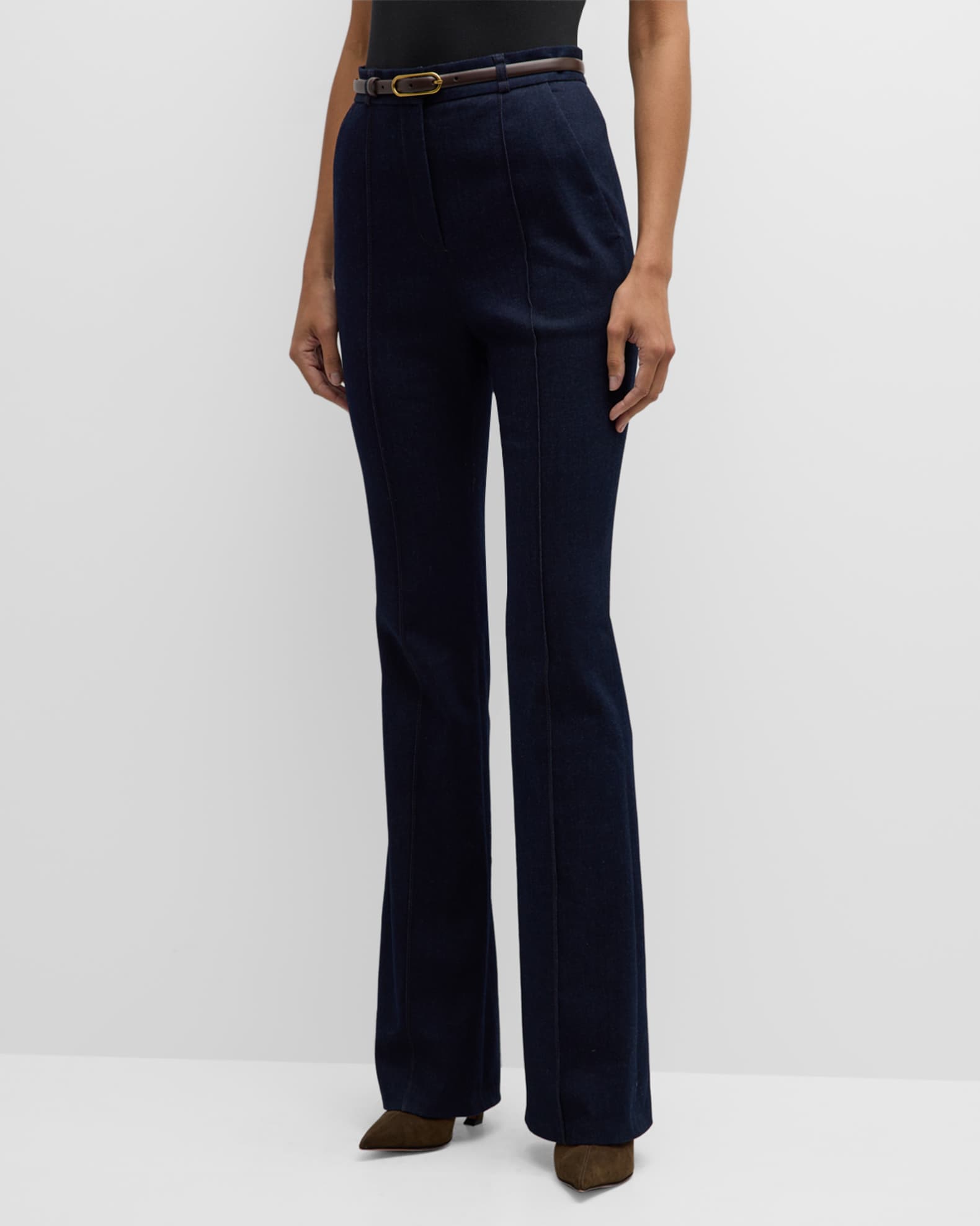 Veronica Beard Gracie Belted Denim Pants | Neiman Marcus