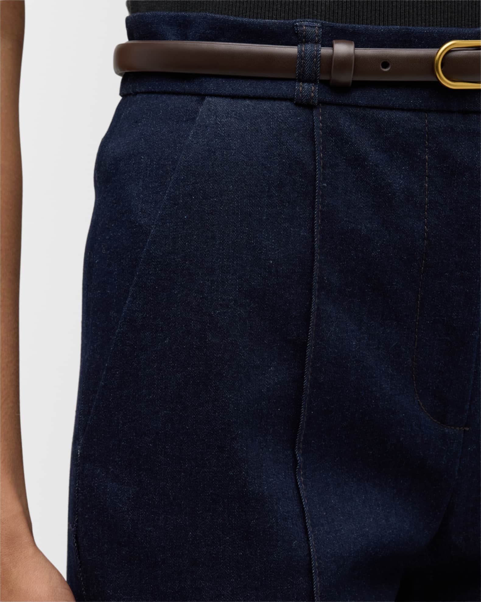 Veronica Beard Gracie Belted Denim Pants | Neiman Marcus