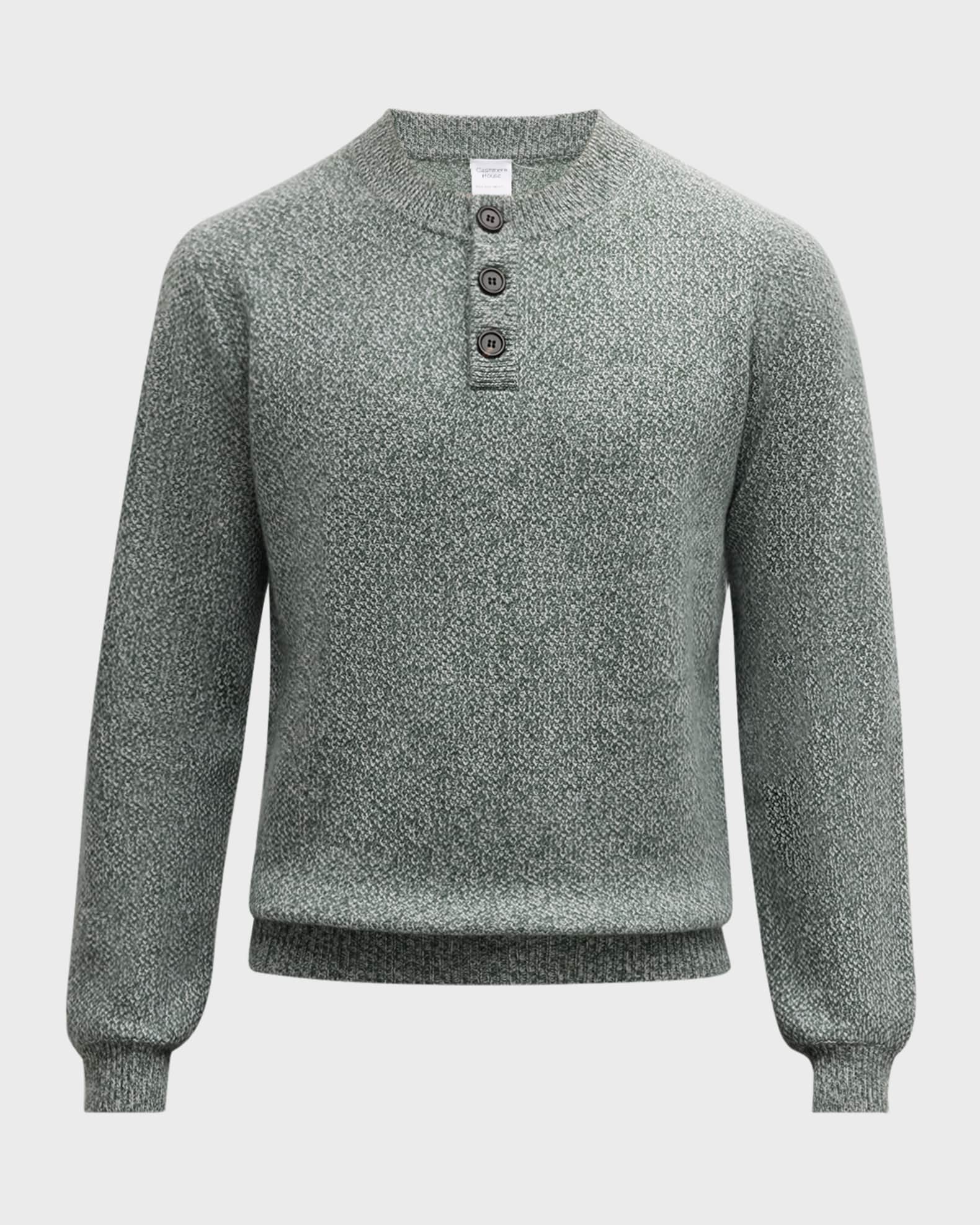 Men's Marled Button Crewneck Sweater 0