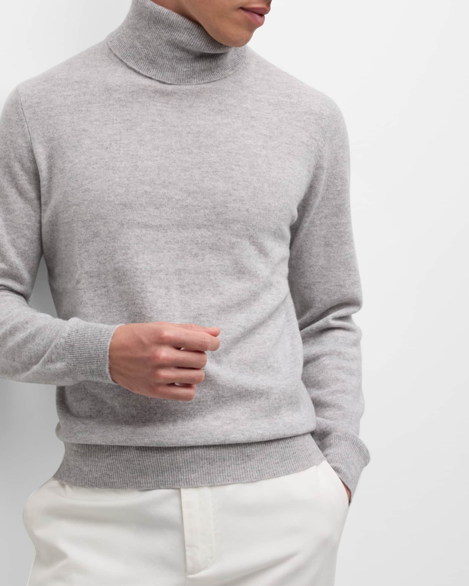 Warm Men's Cashmere Turtleneck Jumper with Scarf main image 1