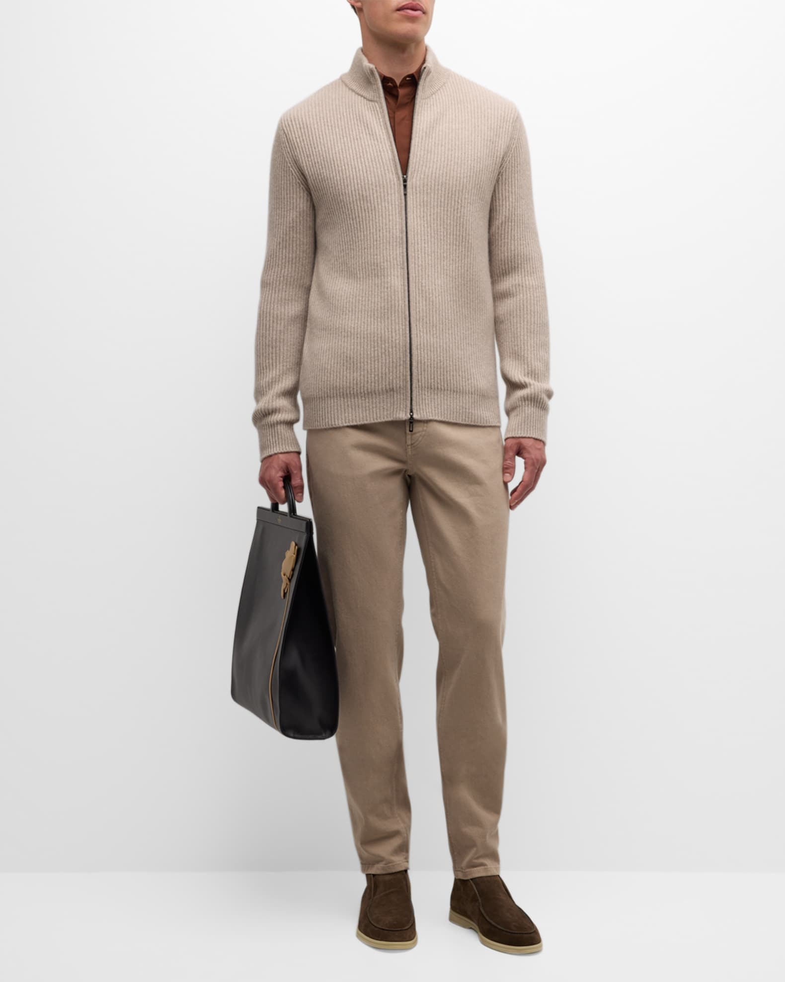Men's ribbed full zip sweater 2025