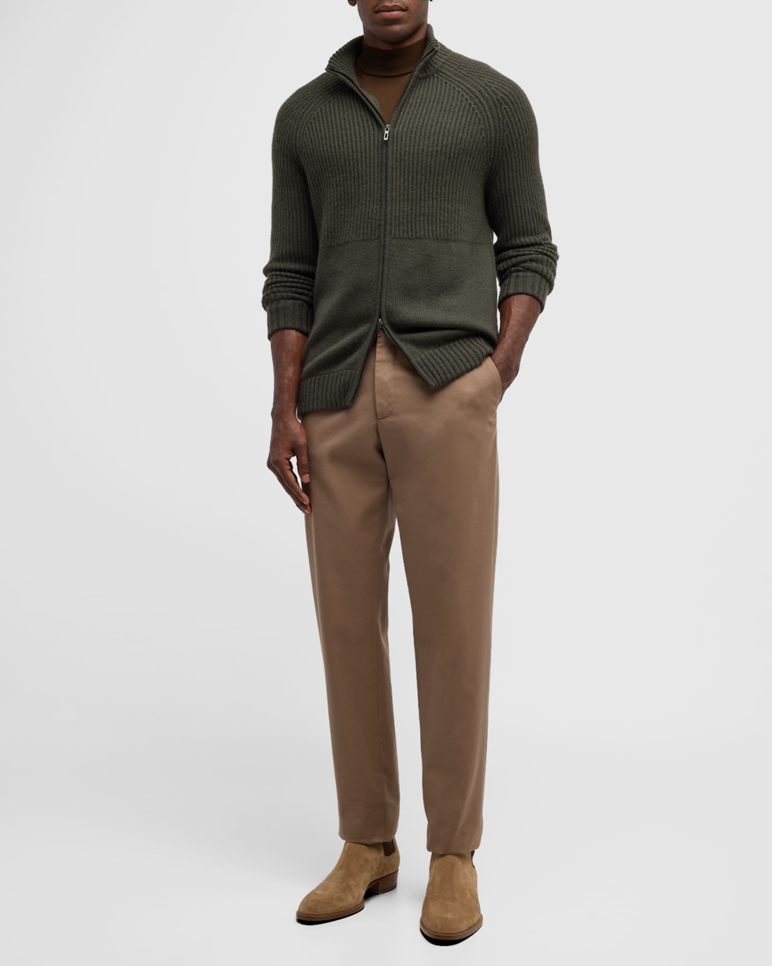 Men's Mixed Rib Full-Zip Sweater 1