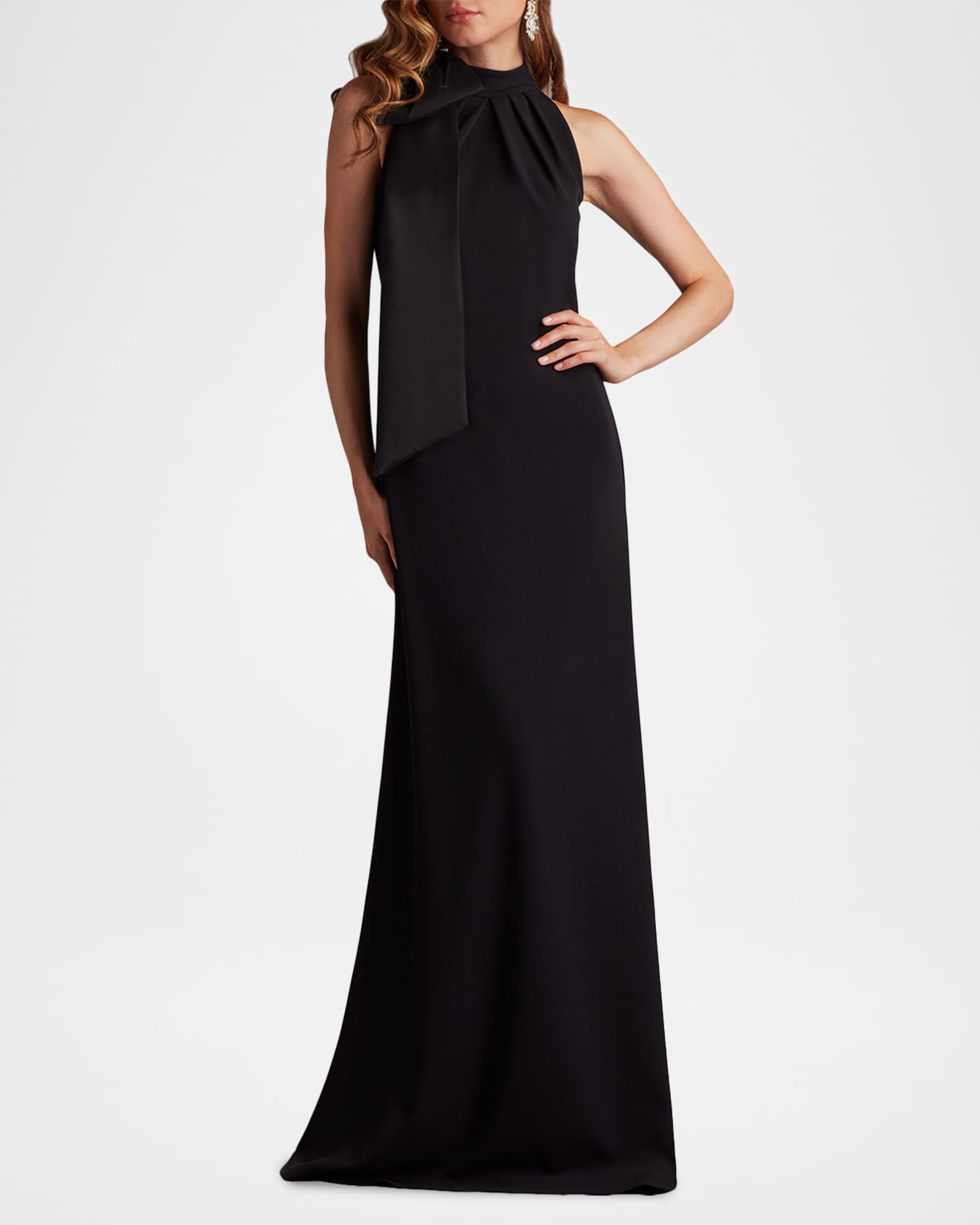 Tadashi Shoji Sleeveless Mock-Neck Bow Gown | Neiman Marcus