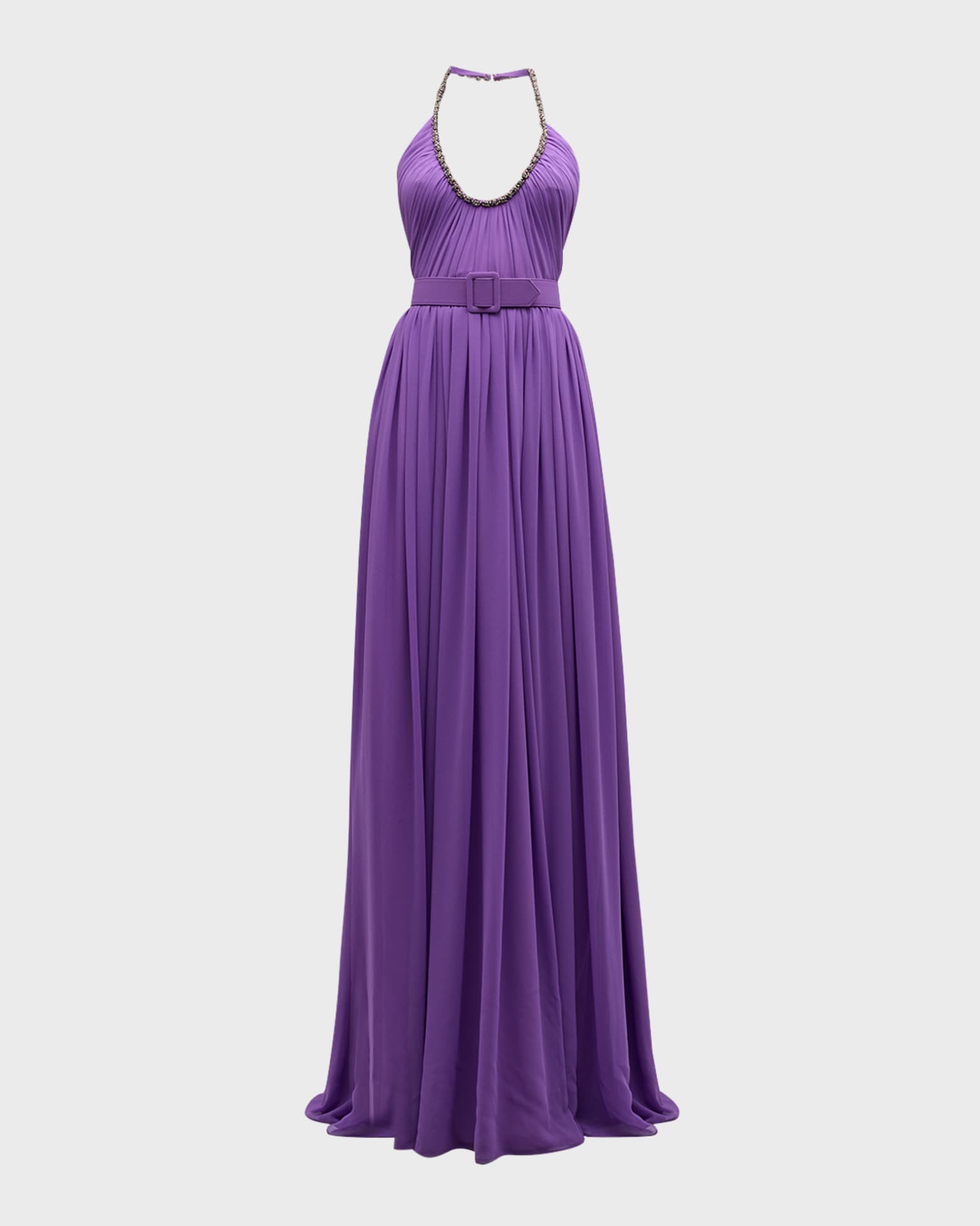 Badgley Mischka Women s Beaded Georgette Gown Purple Gowns