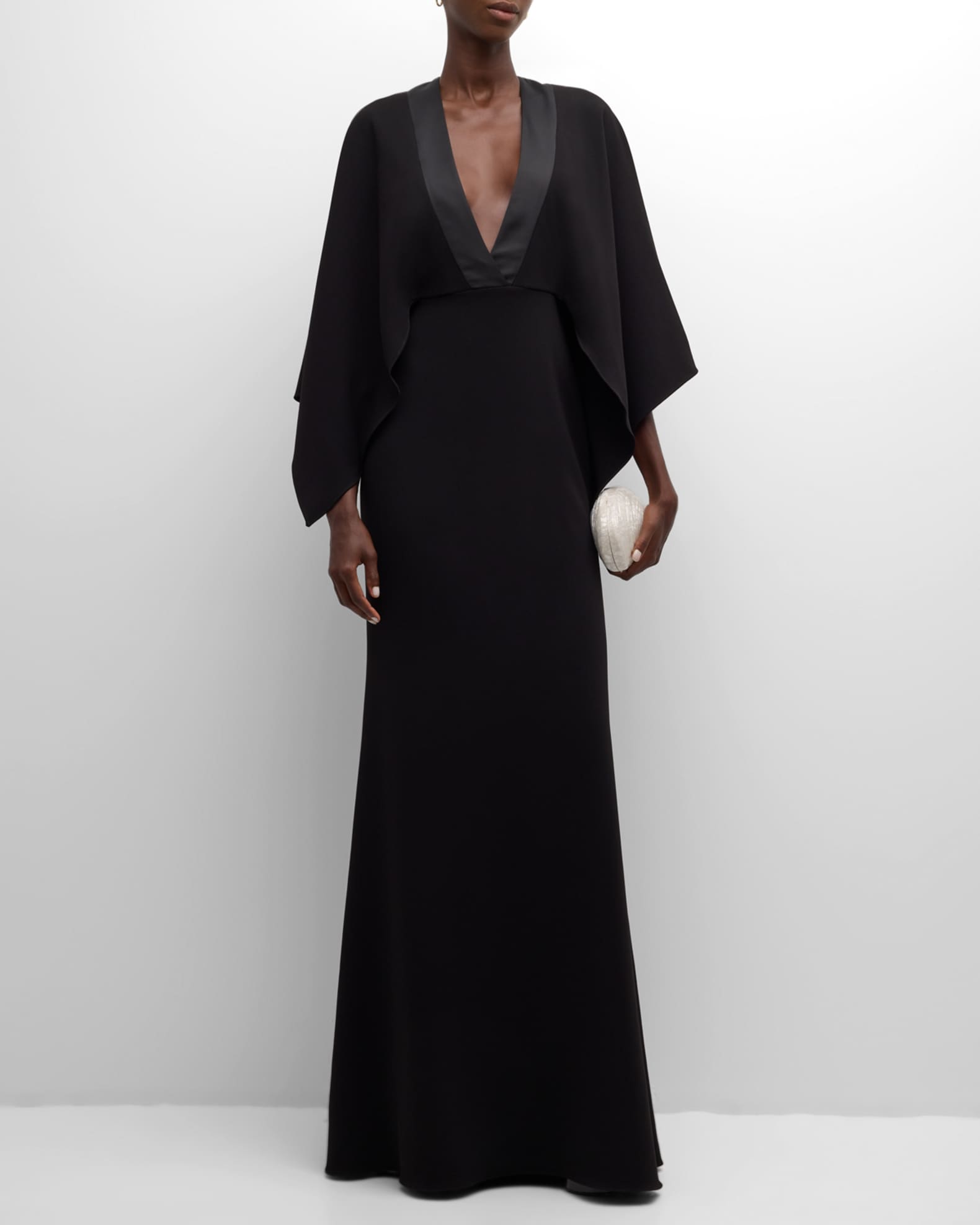 Badgley Mischka Women s Satin V Neck Gown Black Size 6
