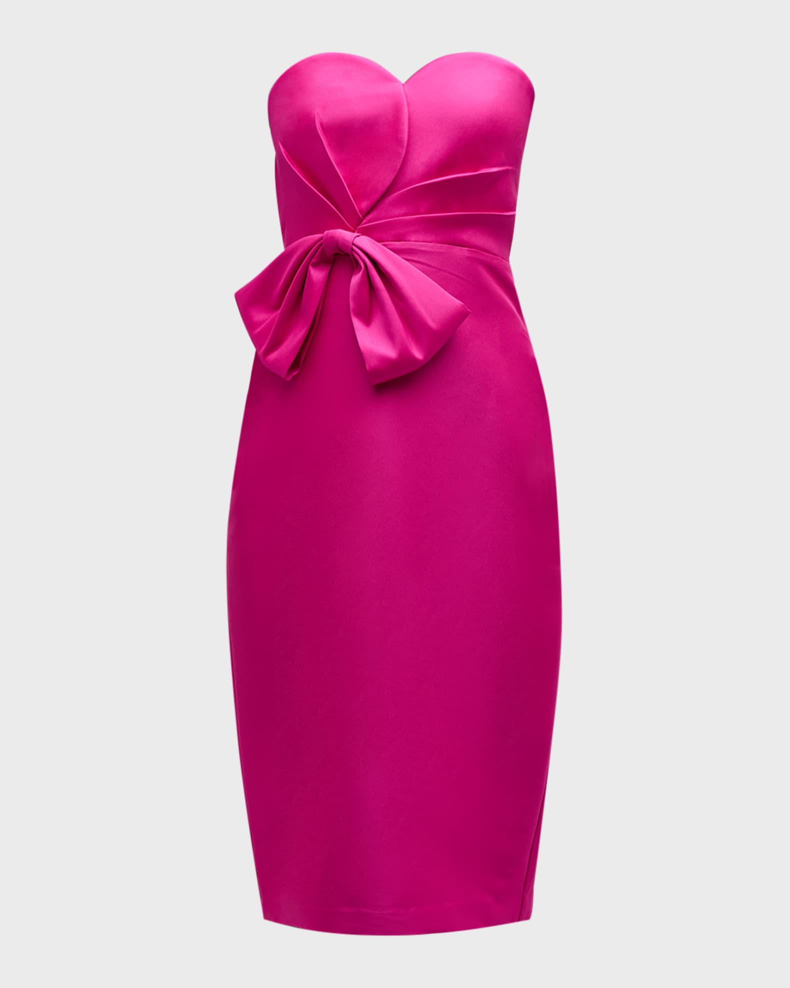 Badgley Mischka Pleated Strapless Dress Fuchsia