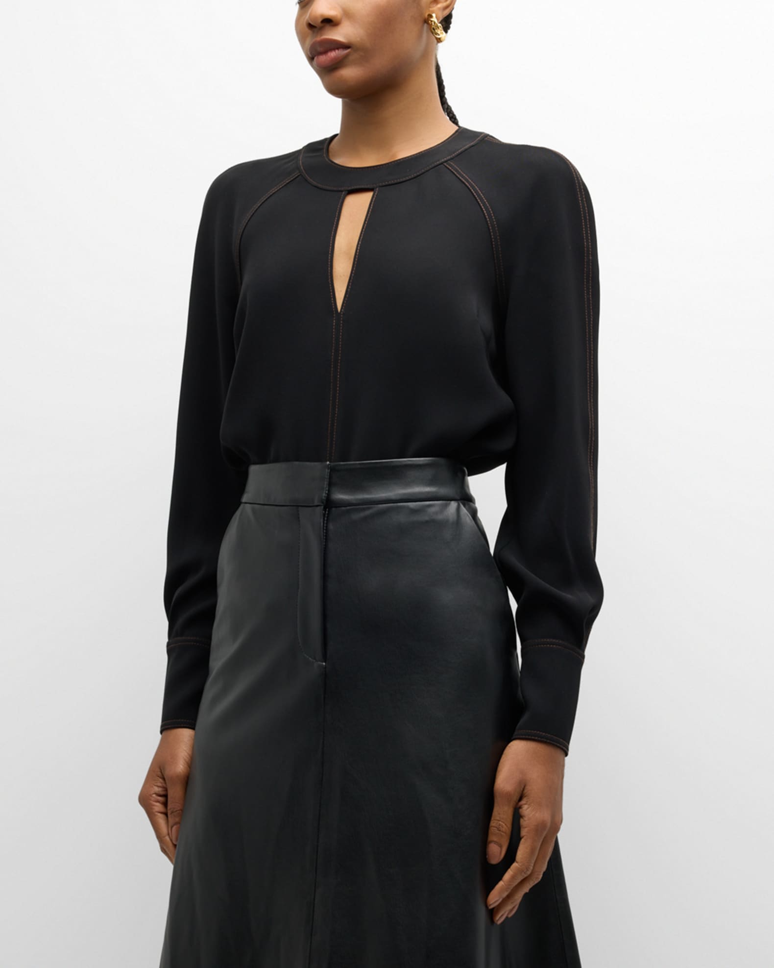Veronica Beard Tena Long Sleeve Cut Out Top Women s 6 Shirts Tops Blouses Long Sleeve Blouses
