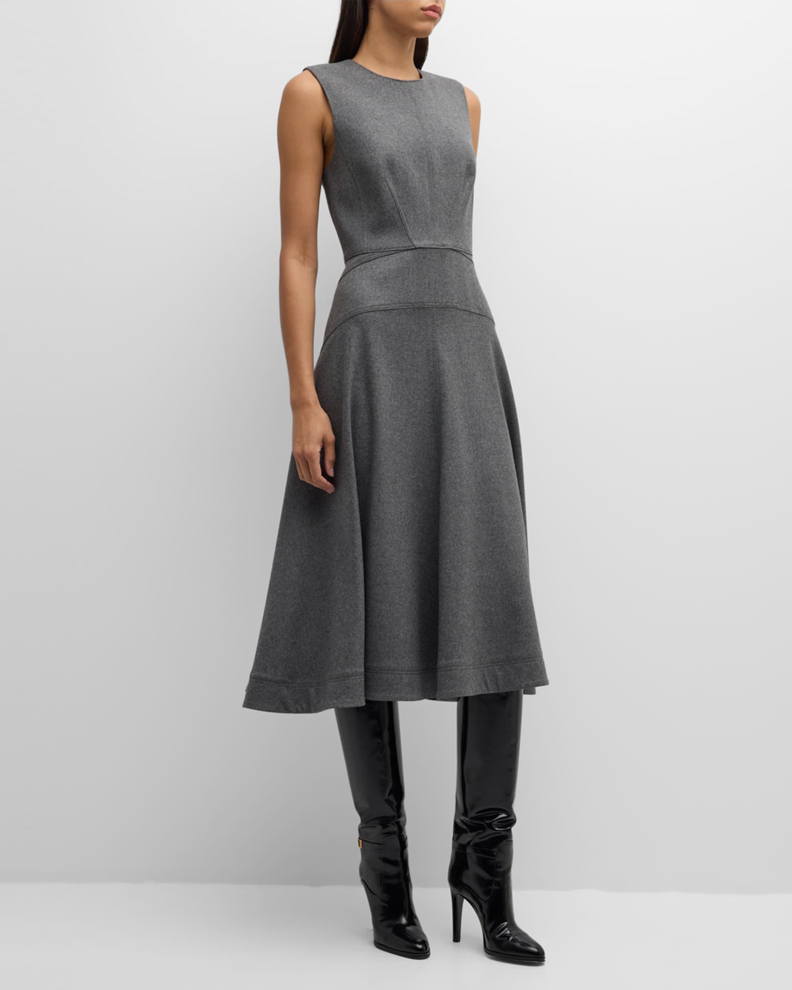 Veronica Beard Karrigan Sleeveless A Line Midi Dress Grey Women s 14 Cocktail Party Wedding Guest Dresses A Line Dresses